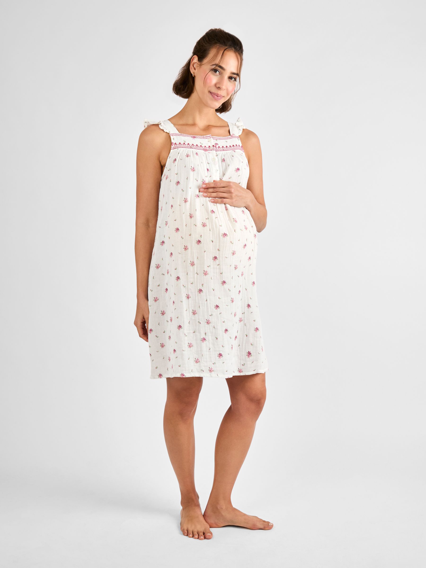 Cream Floral Maternity Nightdress