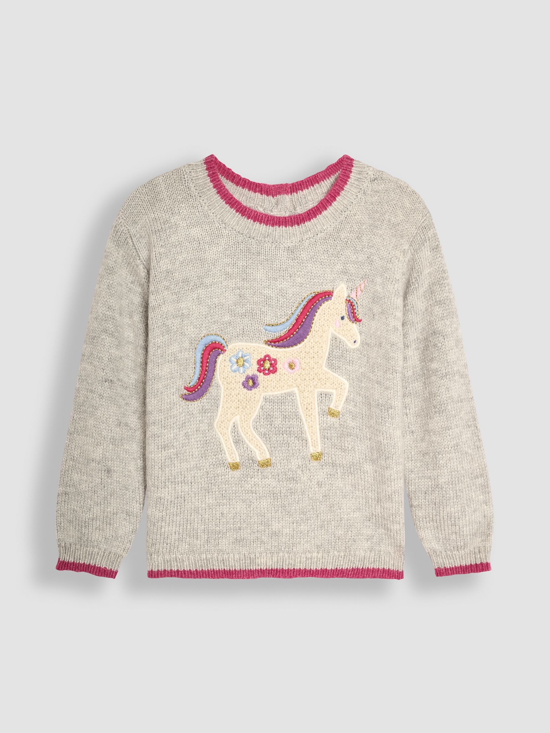 Marl Grey Unicorn Appliqué Jumper