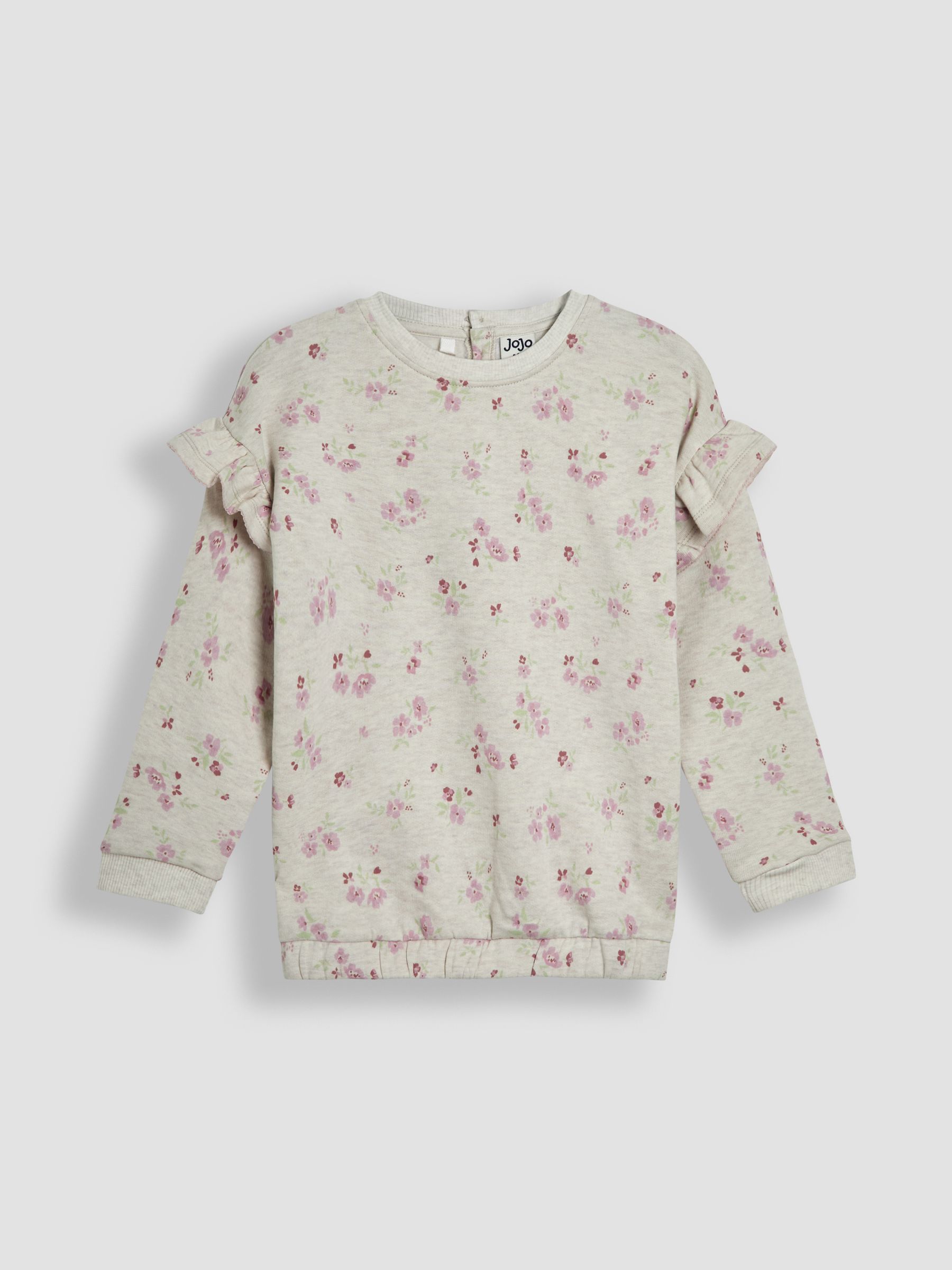 Neutral Floral Frill Shoulder Sweatshirt