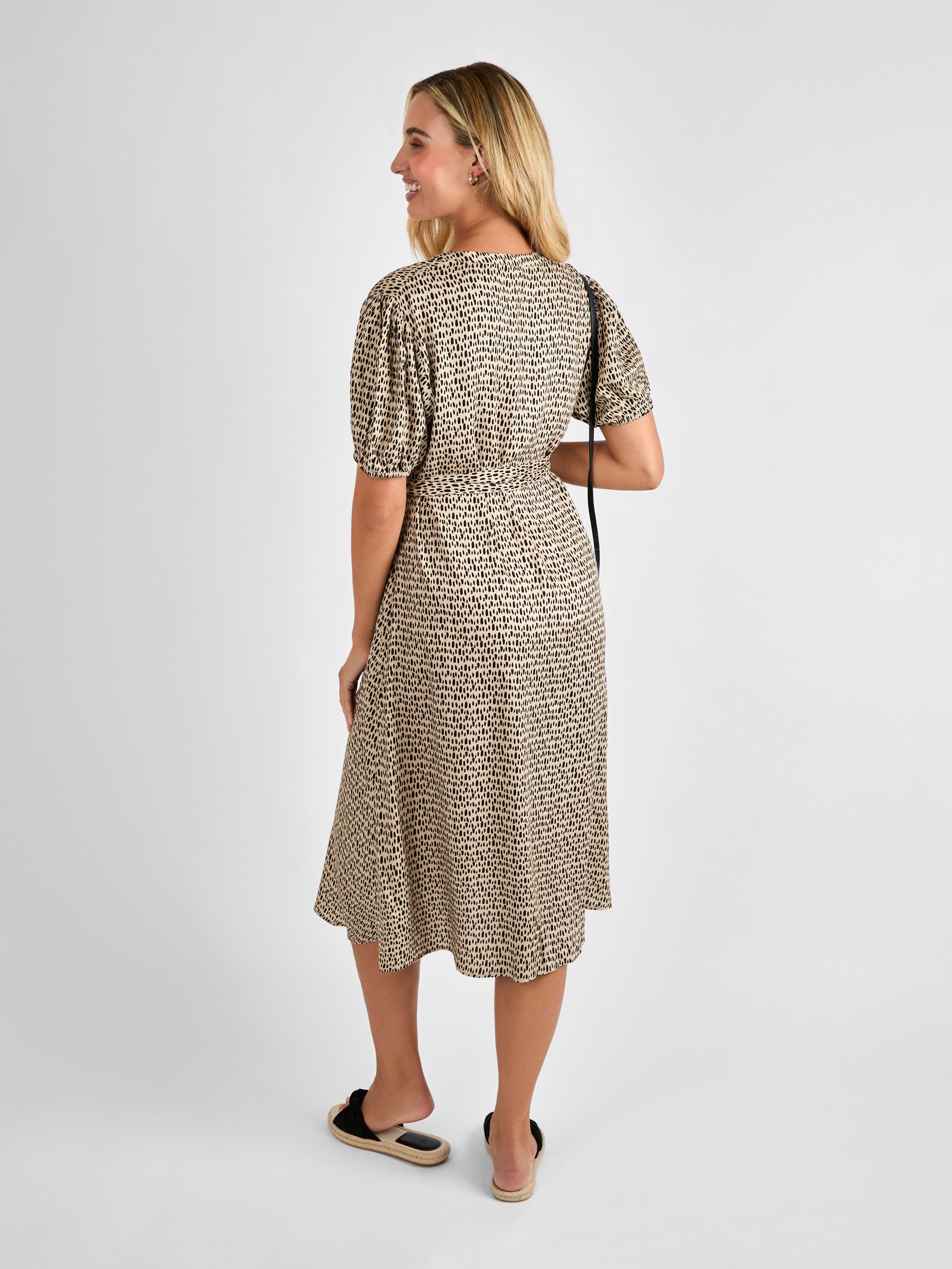 Natural Button Through Maternity Midi Dress