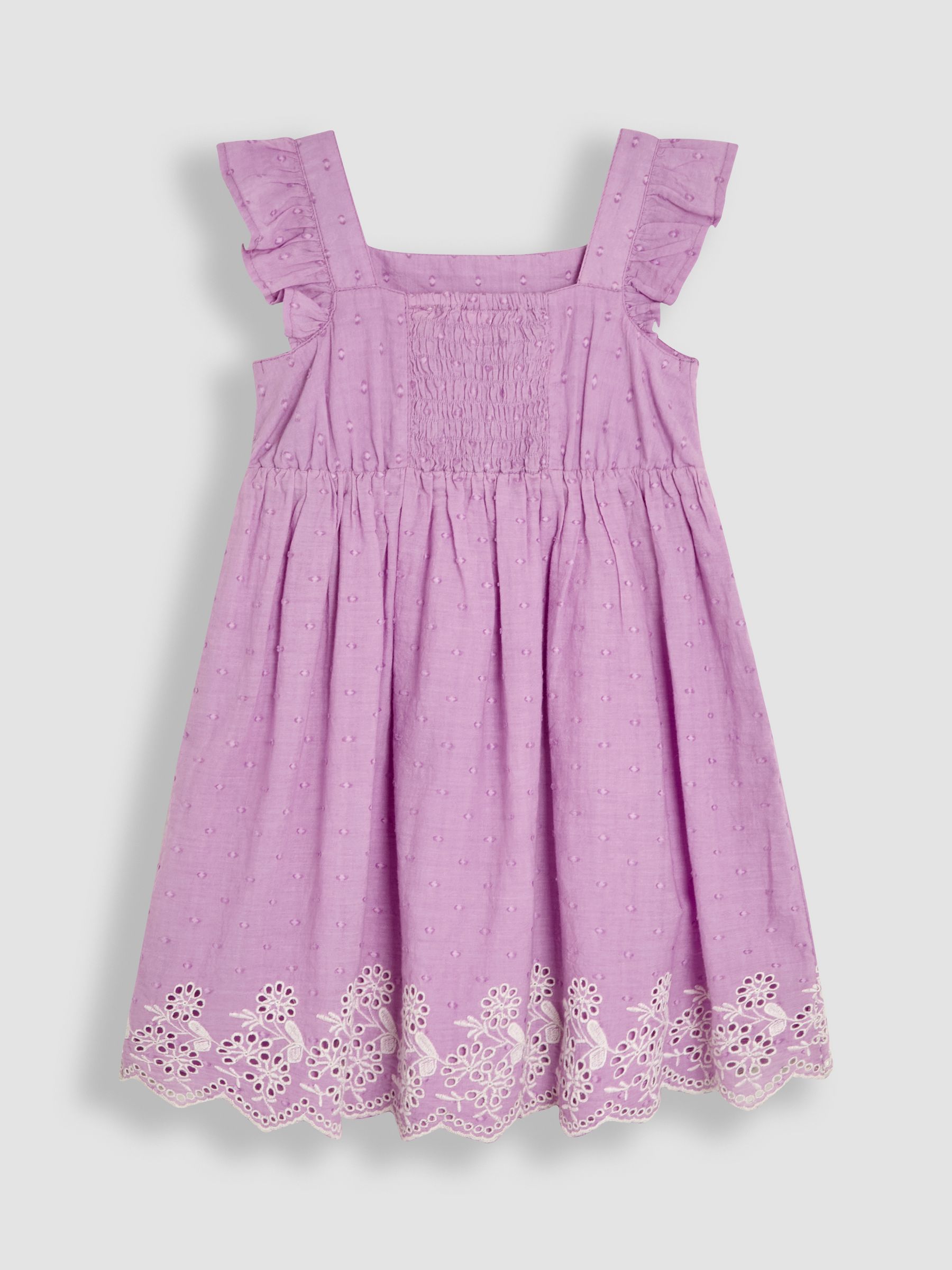 Lilac Purple Broderie Frill Shoulder Dress
