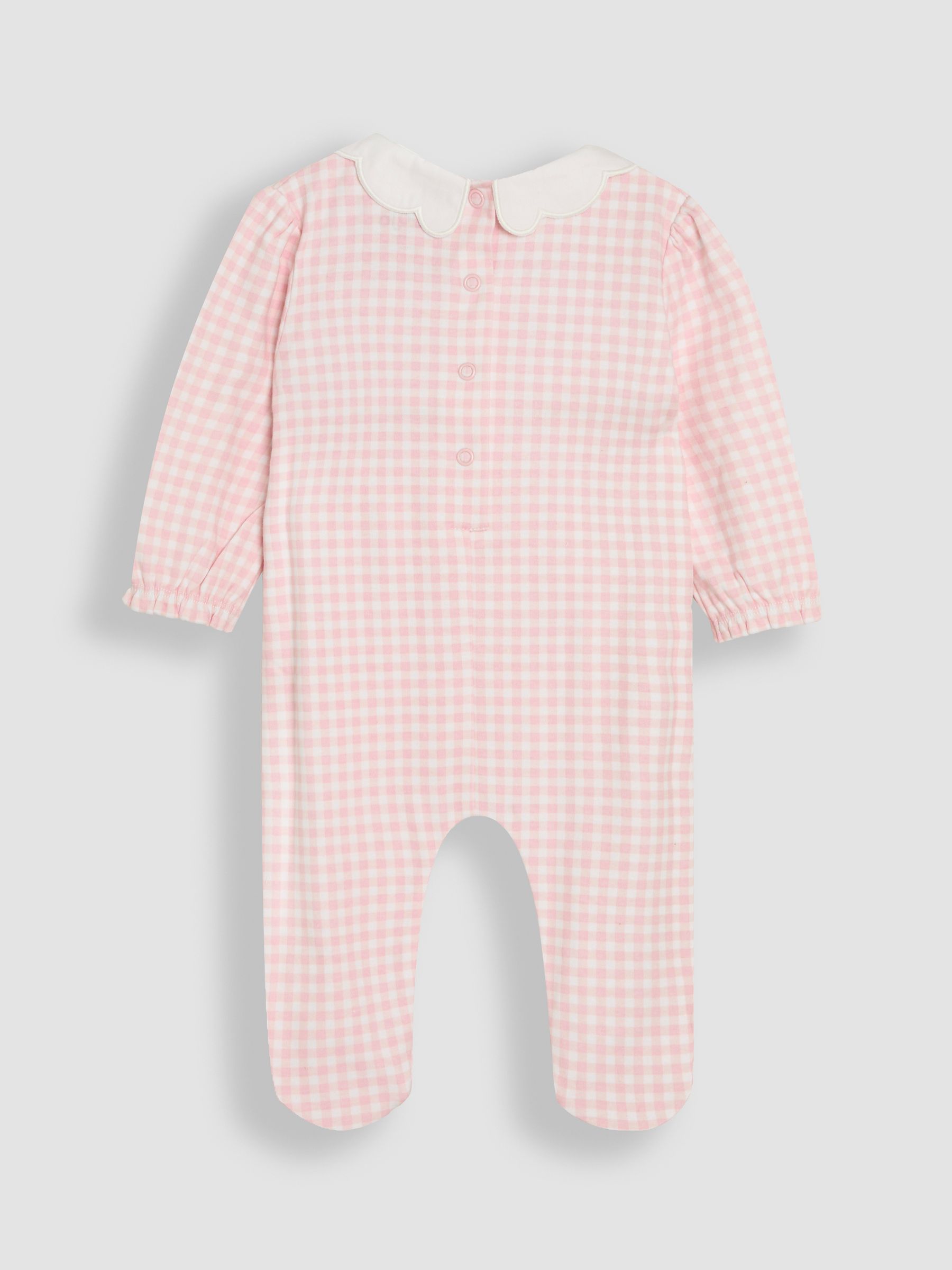 Pink Footed Smocked Embroidered 100% Cotton Sleepsuit
