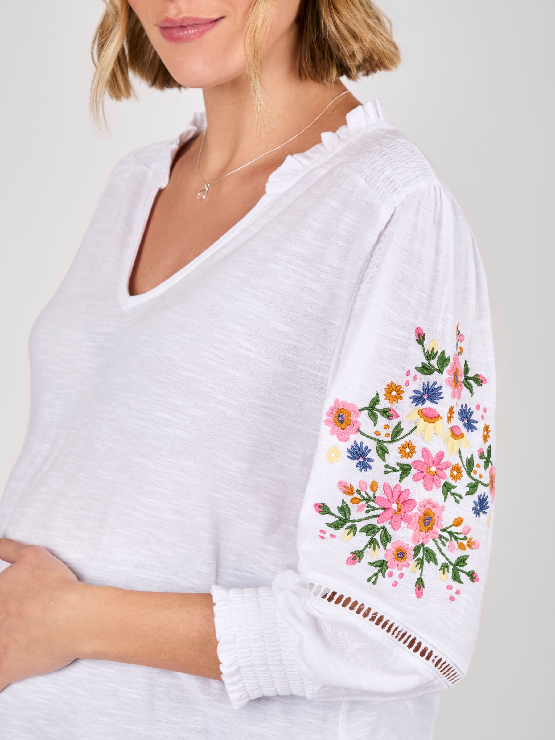 White Maternity Embroidered Jersey Top