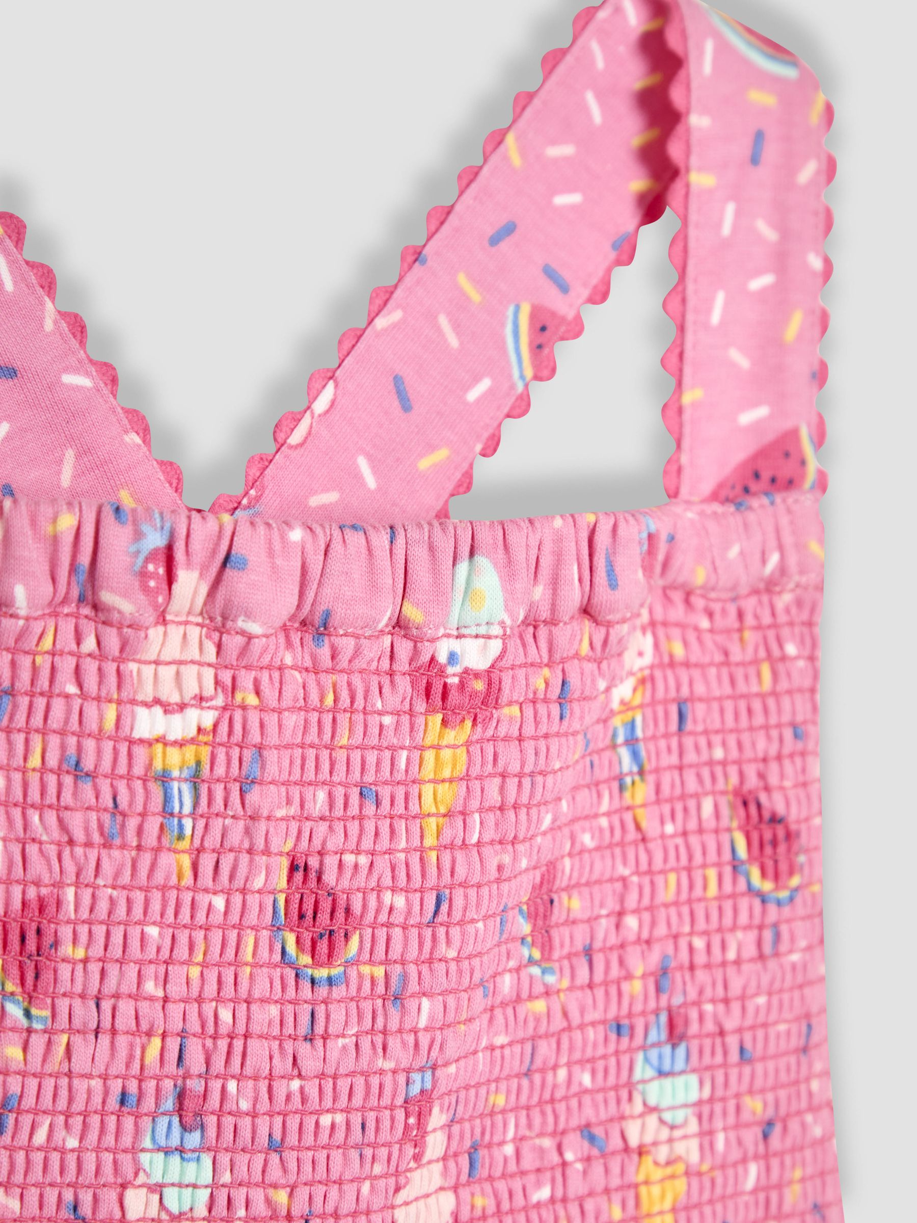 Pink Ice Cream Cross Back Smocked Dress