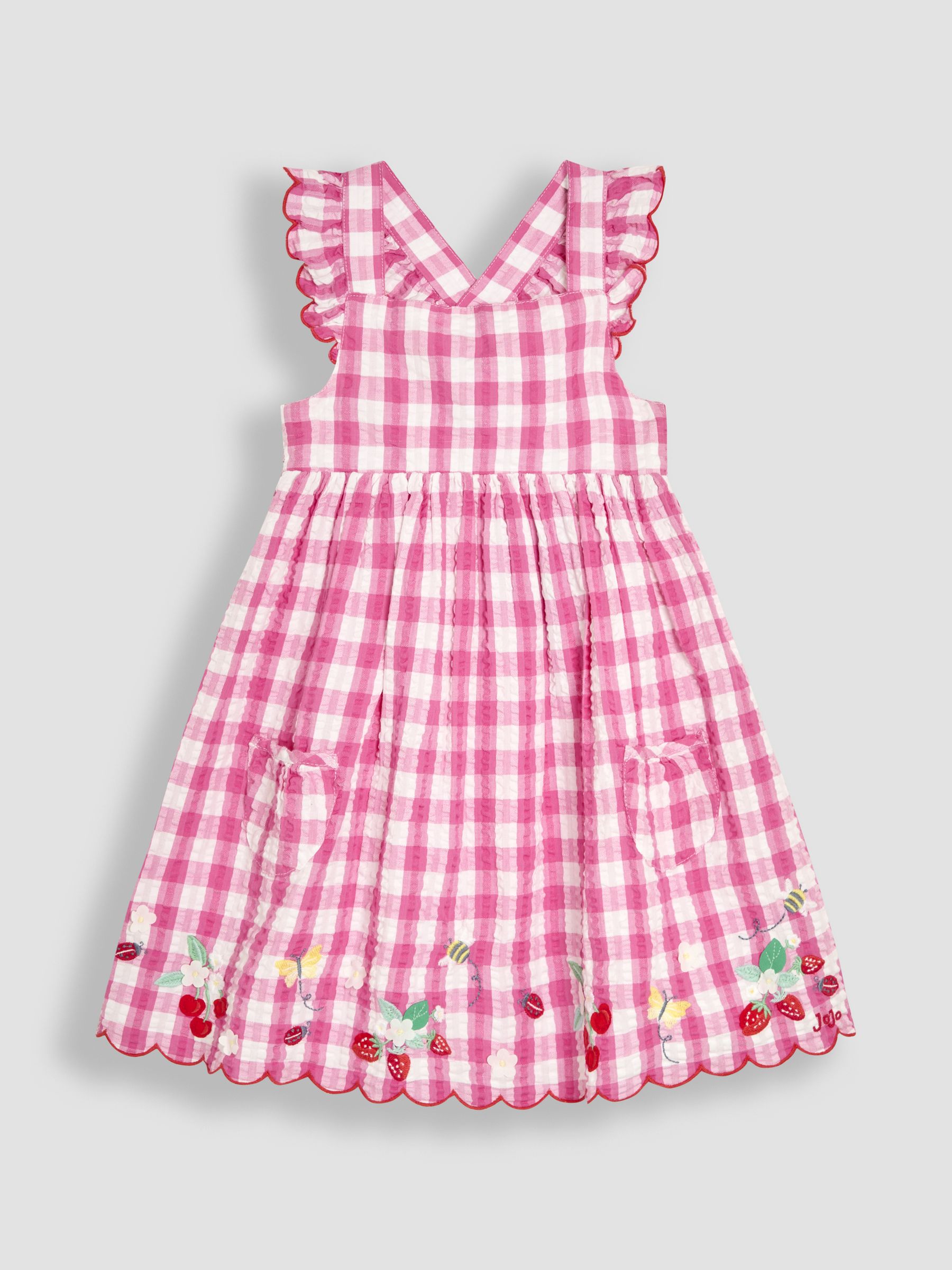 Fuchsia Pink Butterfly Scallop Hem Sun Dress
