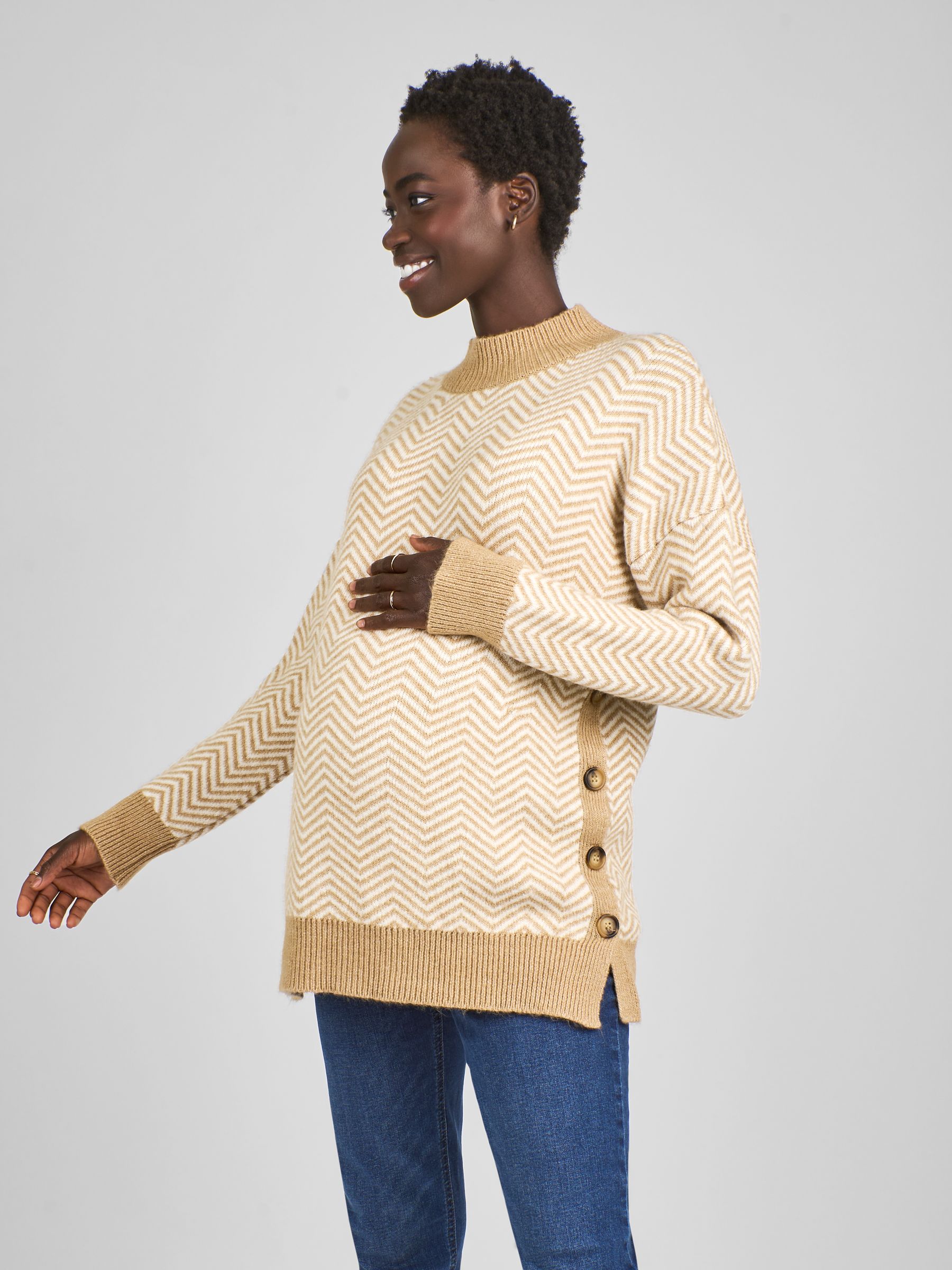 Caramel Brown Turtle Neck Maternity & Nursing Jumper