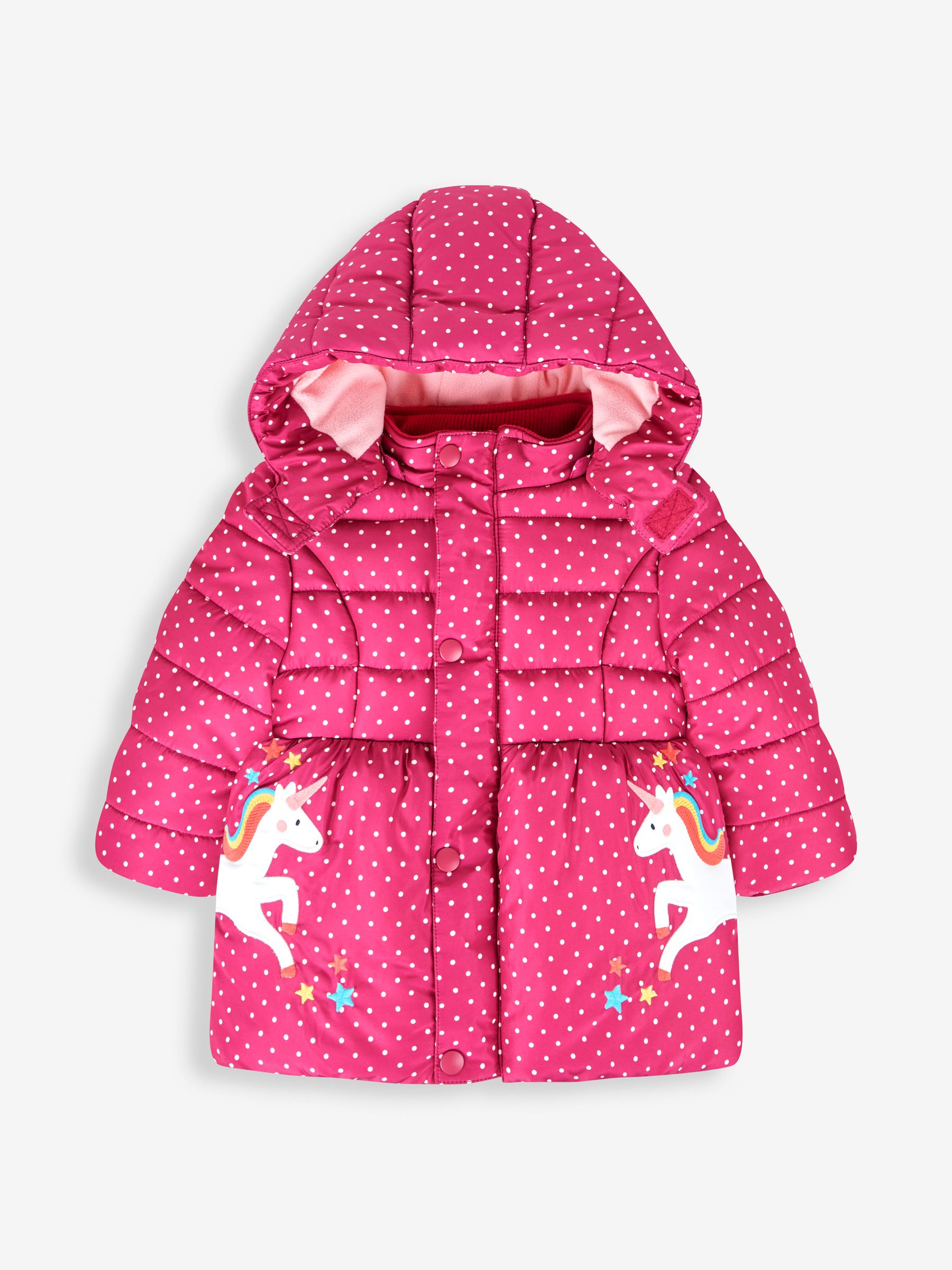 Raspberry Unicorn Print Puffer Jacket