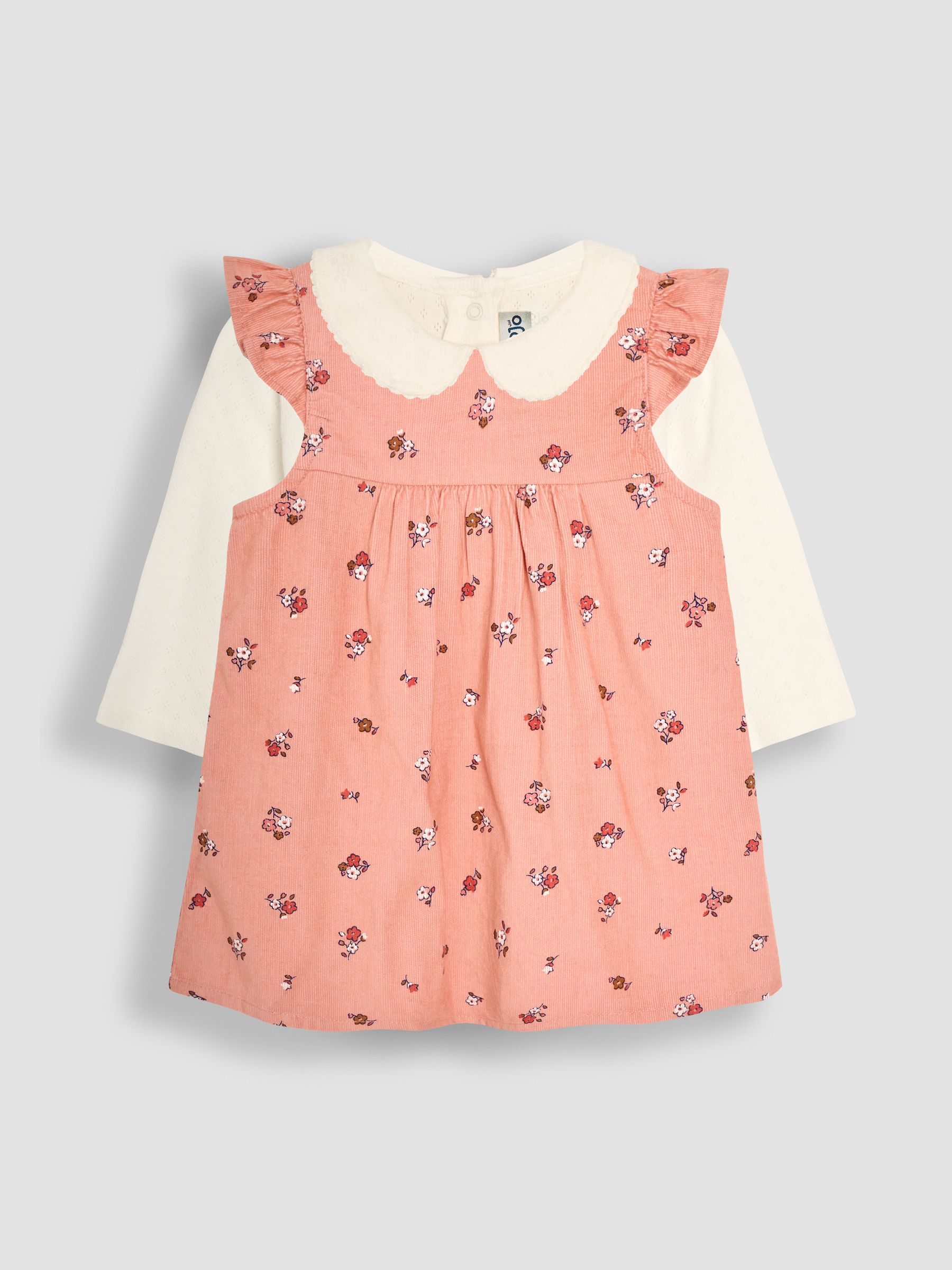 Pink Posy Floral Cord Baby Dress And Body Set