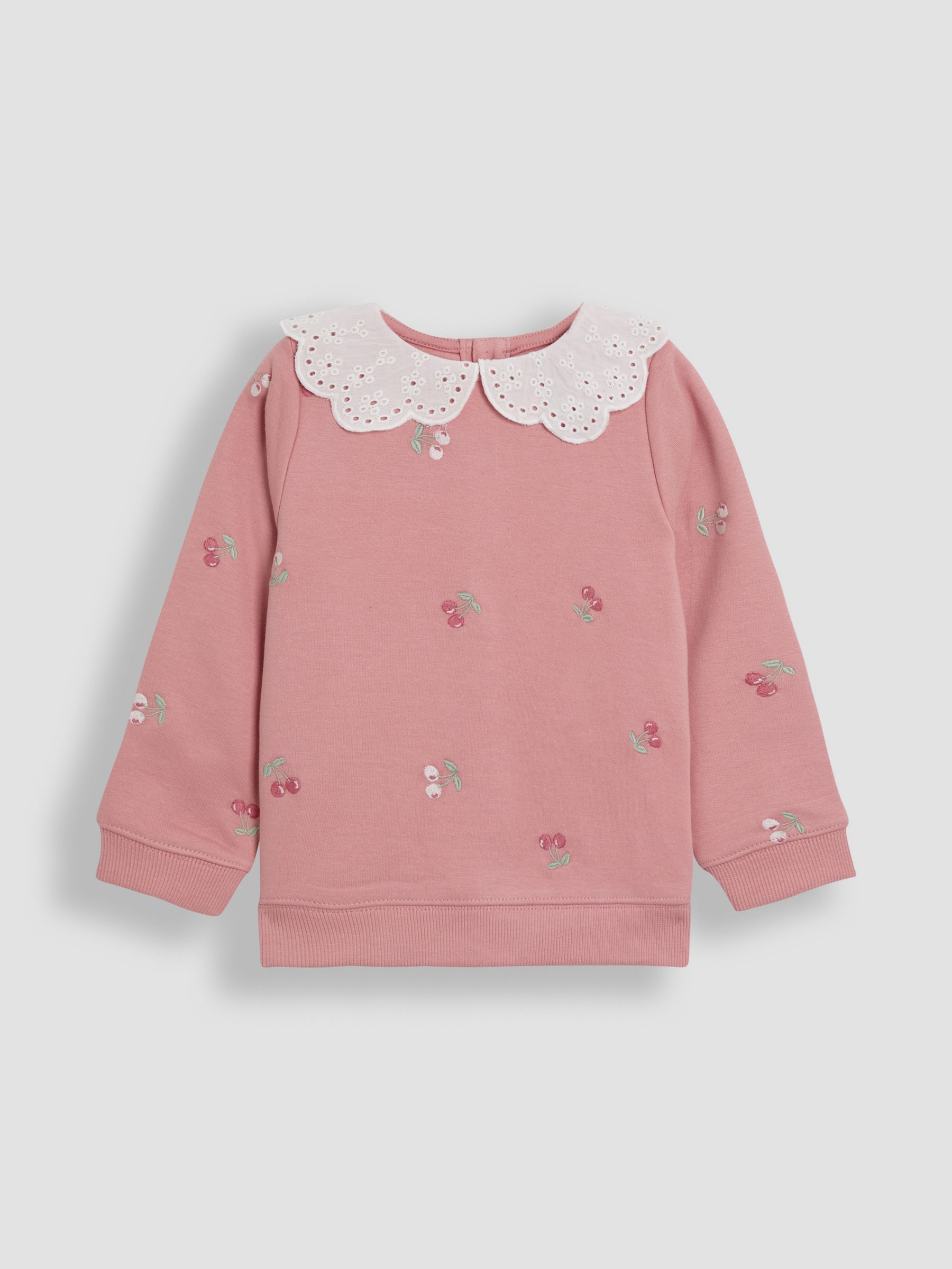 Pink Cherry Broderie Collar Sweatshirt