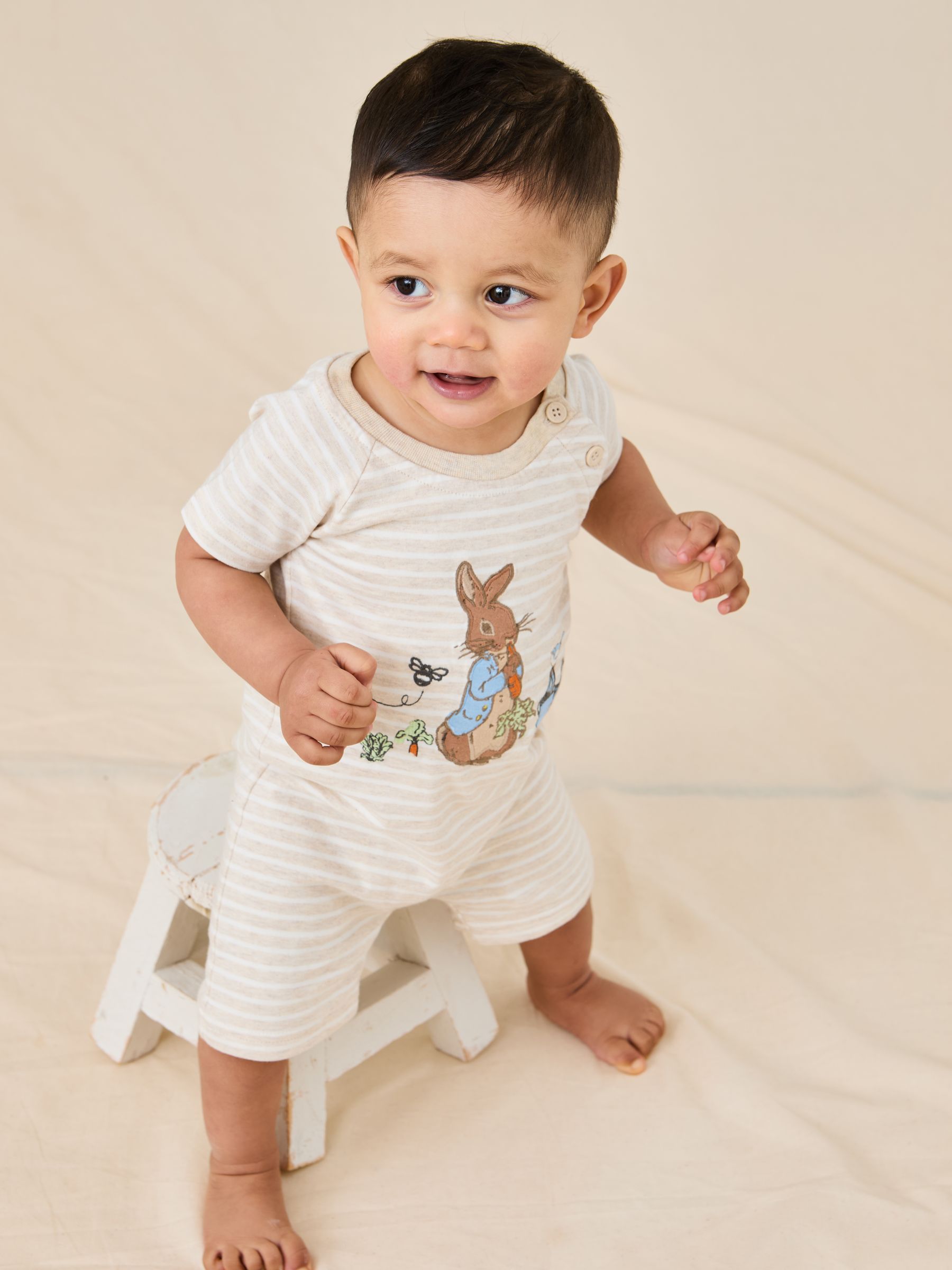 Stone Peter Rabbit™ Appliqué 100% Cotton Romper