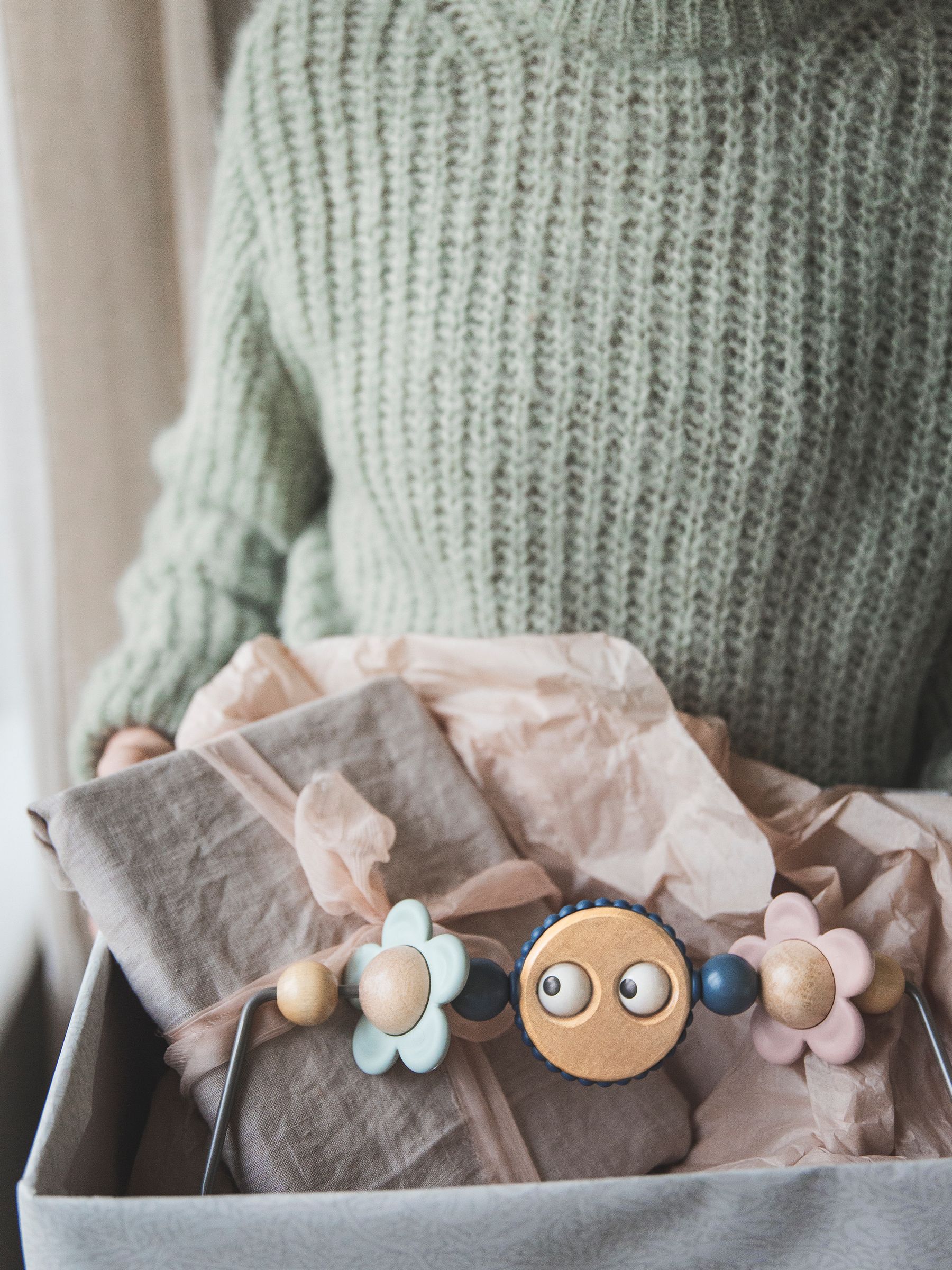 BabyBjörn Natural Toy for Bouncer Googly Eyes Pastels