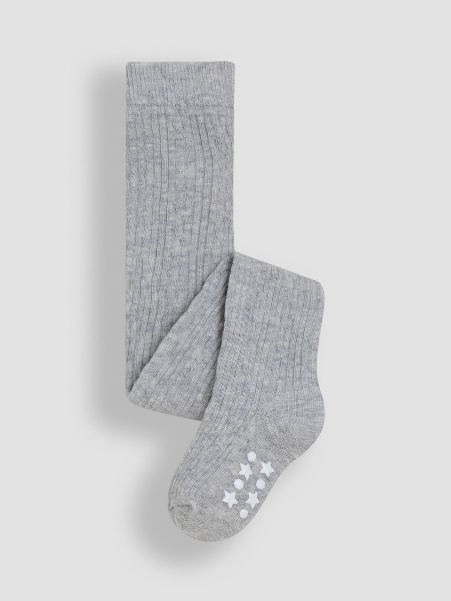 Grey Cotton Rich Cable Tights