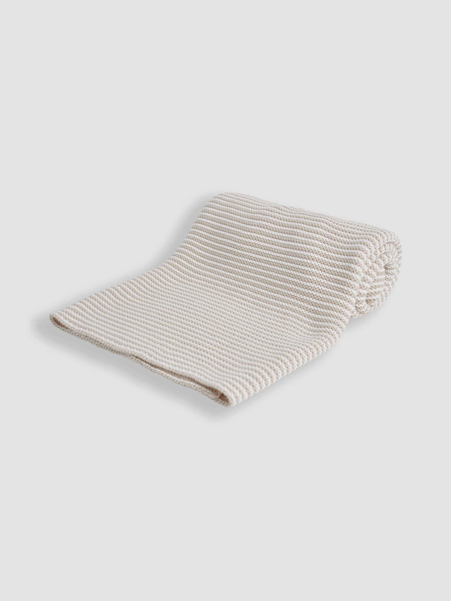 Knitted Stripe Blanket Grey