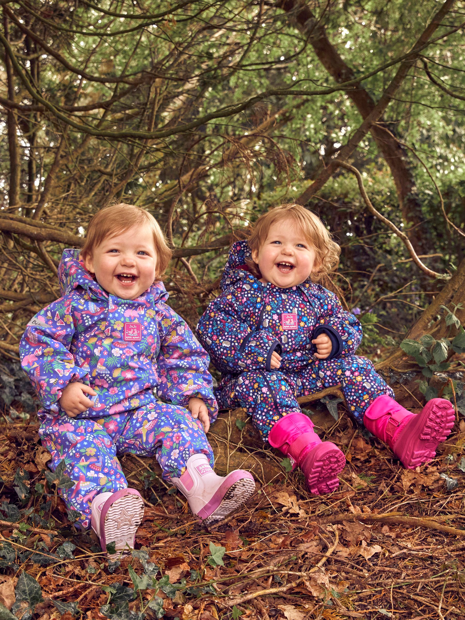 Purple Bird Floral Cosy Waterproof Puddlesuit