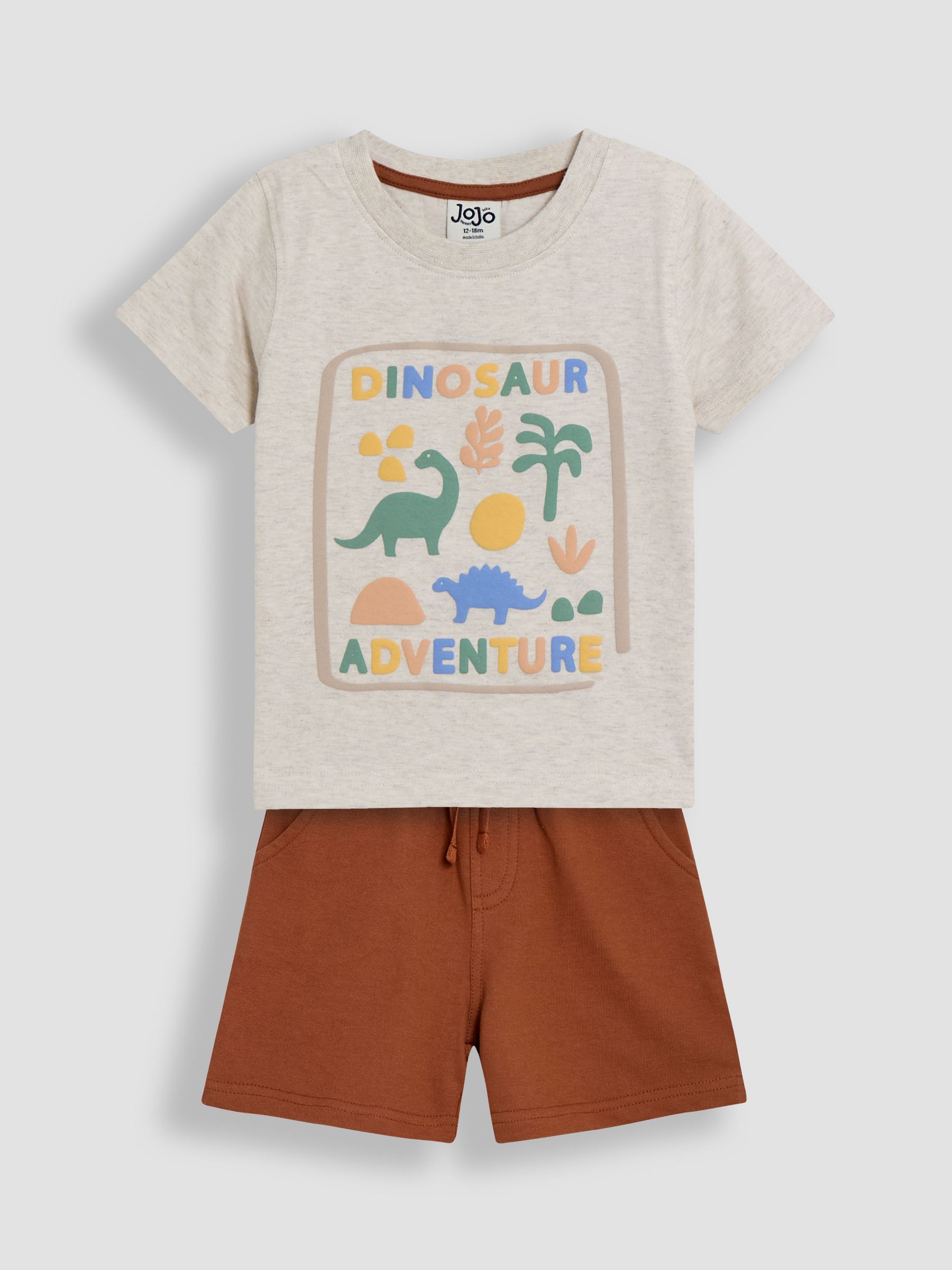 Natural 2-Piece Dinosaur Puff Print T-Shirt & Short Set