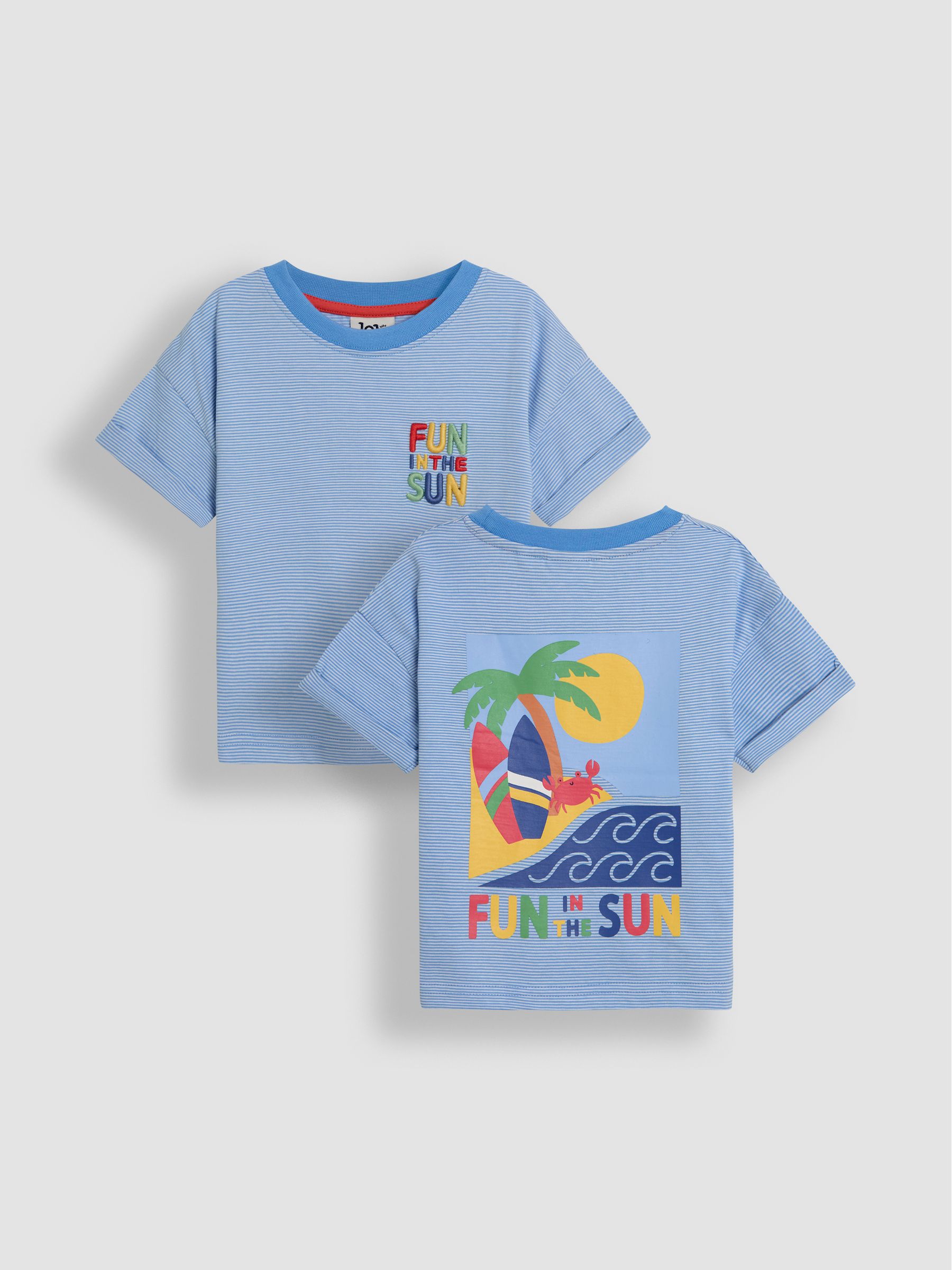 Blue Fun In The Sun Back Printed 100% Cotton T-Shirt