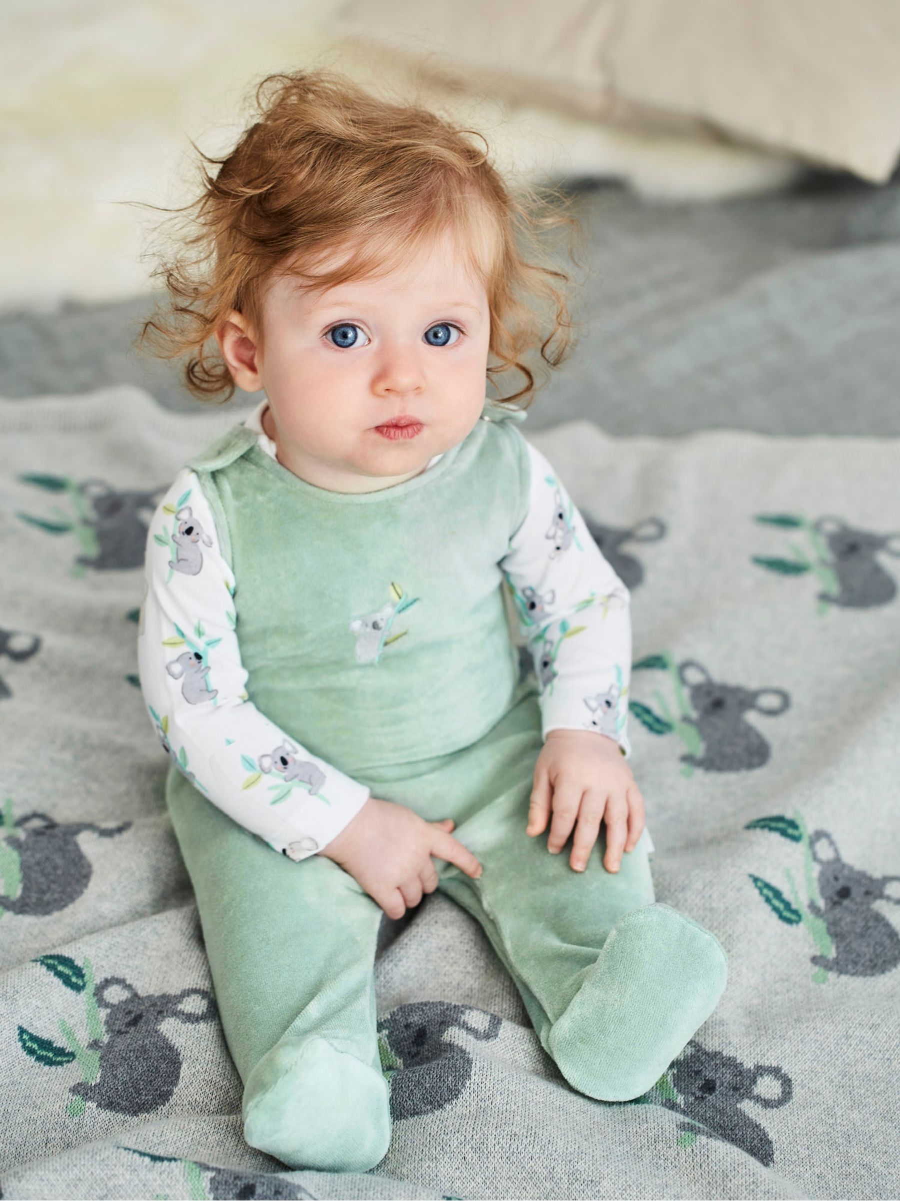 Green Personalised Koala Dungarees Set 2 Piece