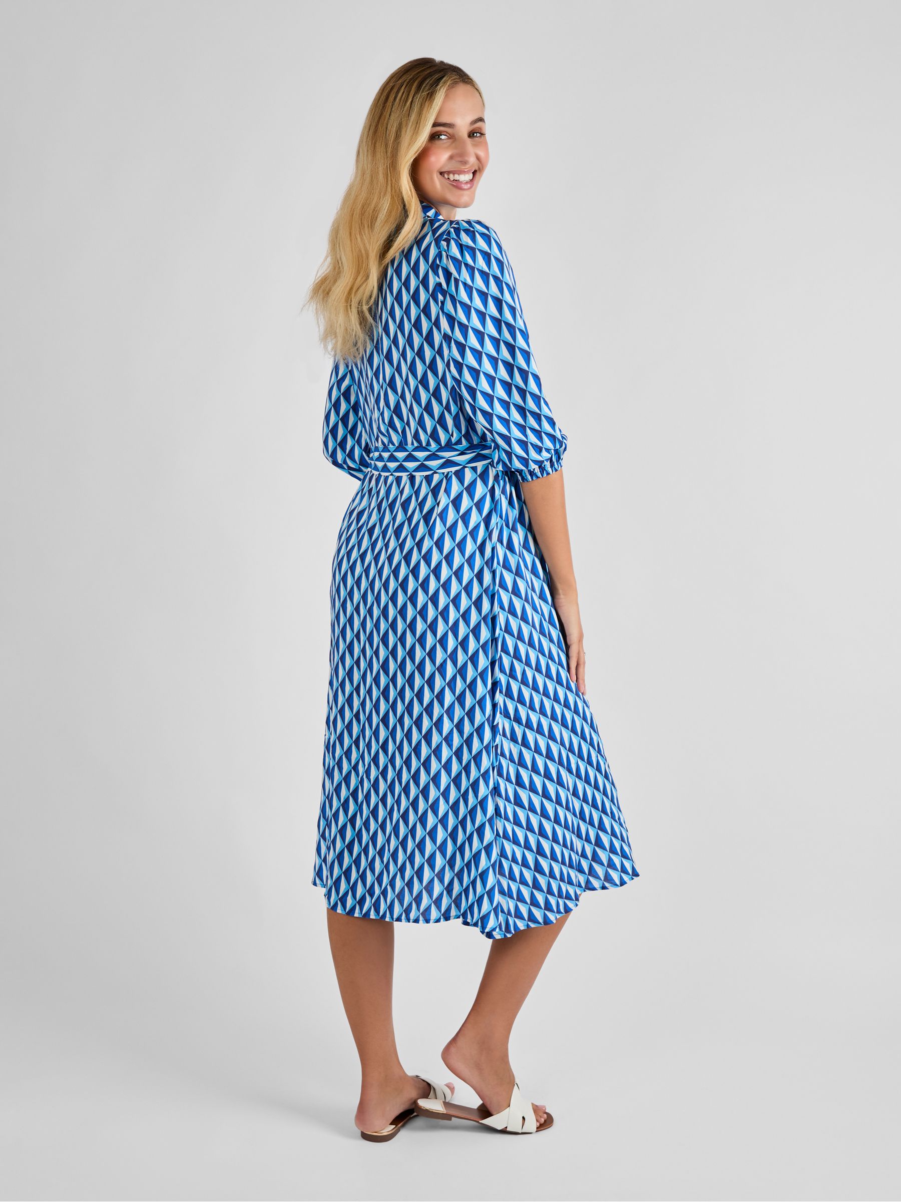 Blue Button Through Maternity Midi Shirt Dress