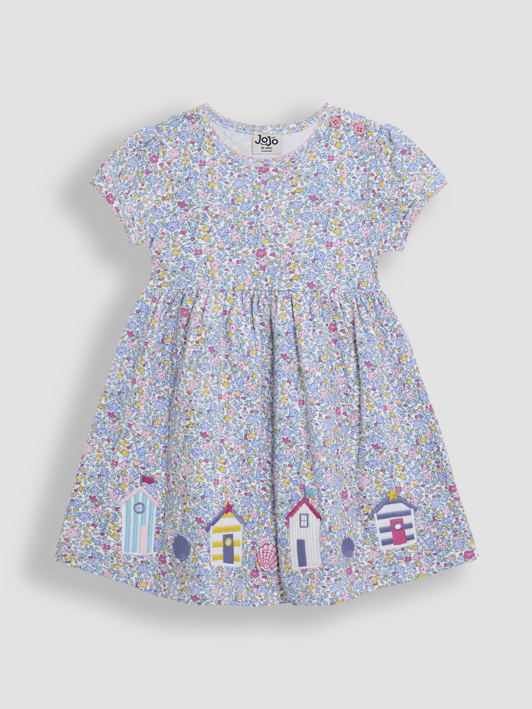 Pink Appliqué Floral Print Dress