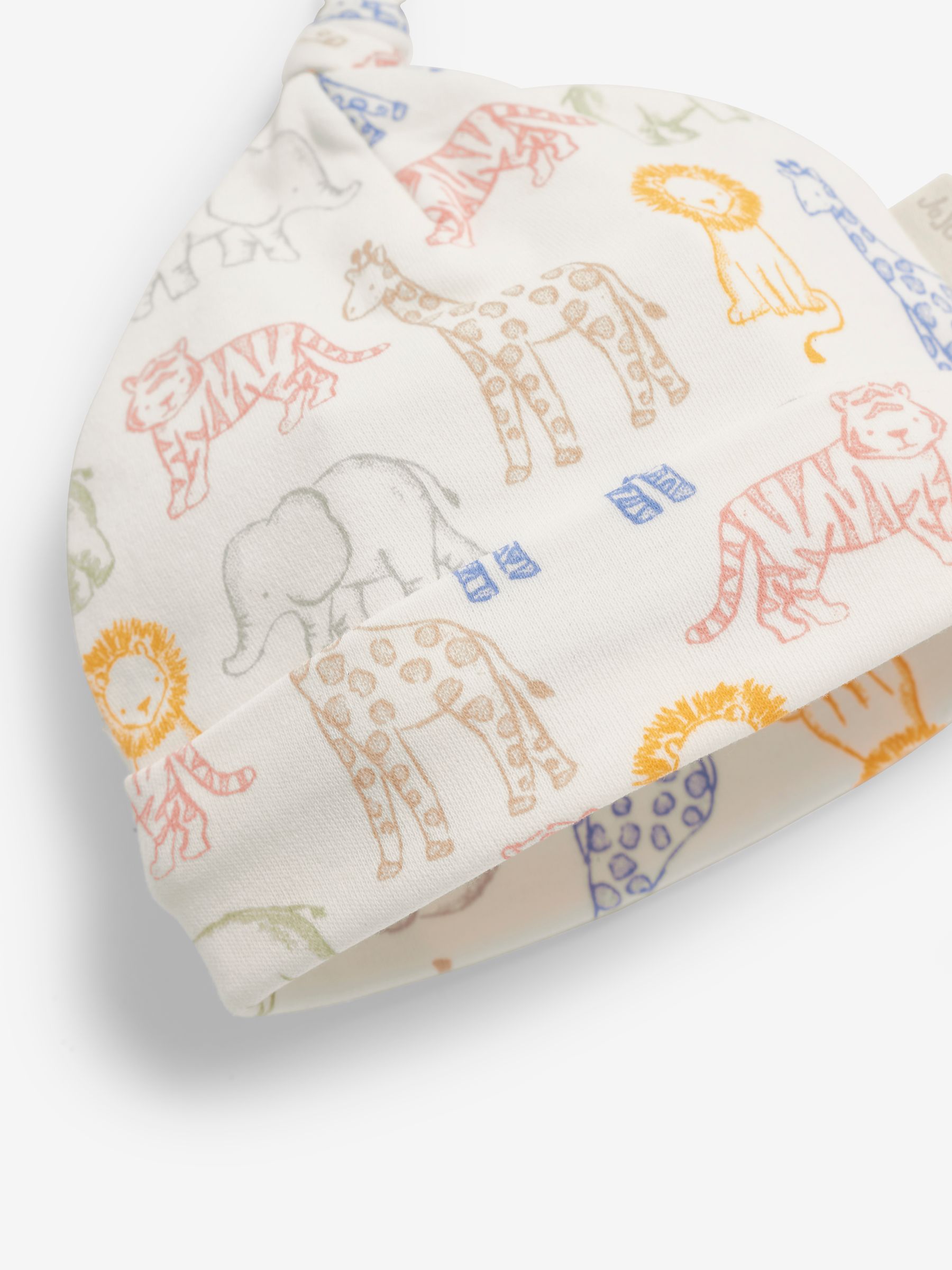 Cream Safari Print Cotton Baby Hat