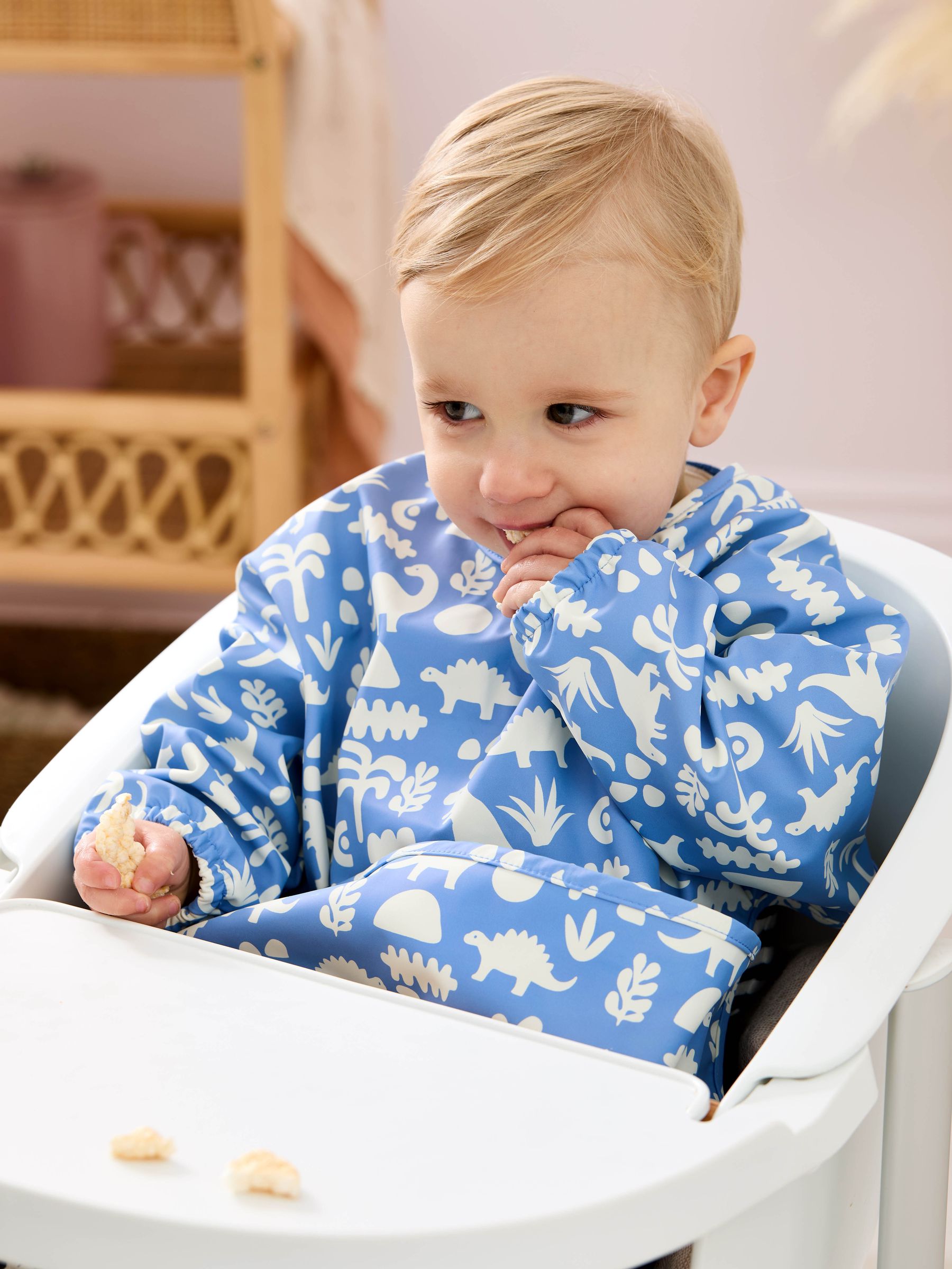 Blue Dino Sleeved Bib