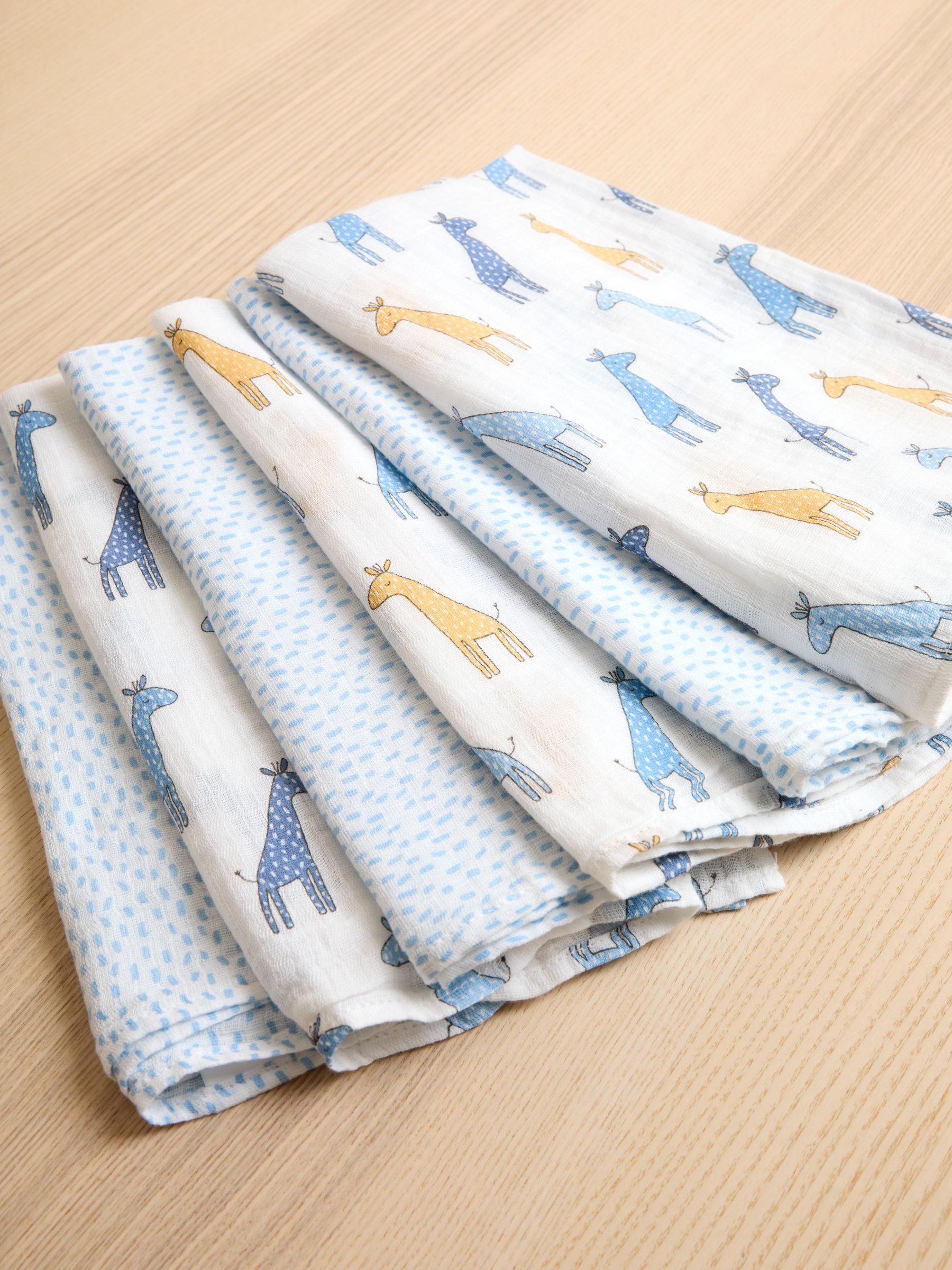 6-Pack Blue Giraffe Muslin