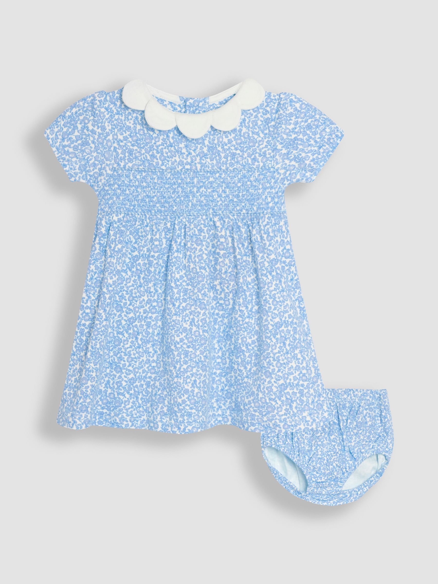 Yellow Ditsy Floral Smocked Jersey Dress