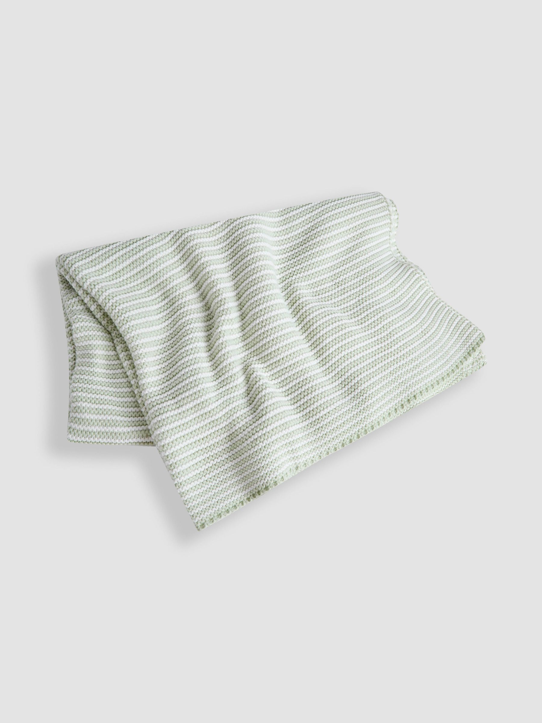Sage Knitted Stripe Blanket