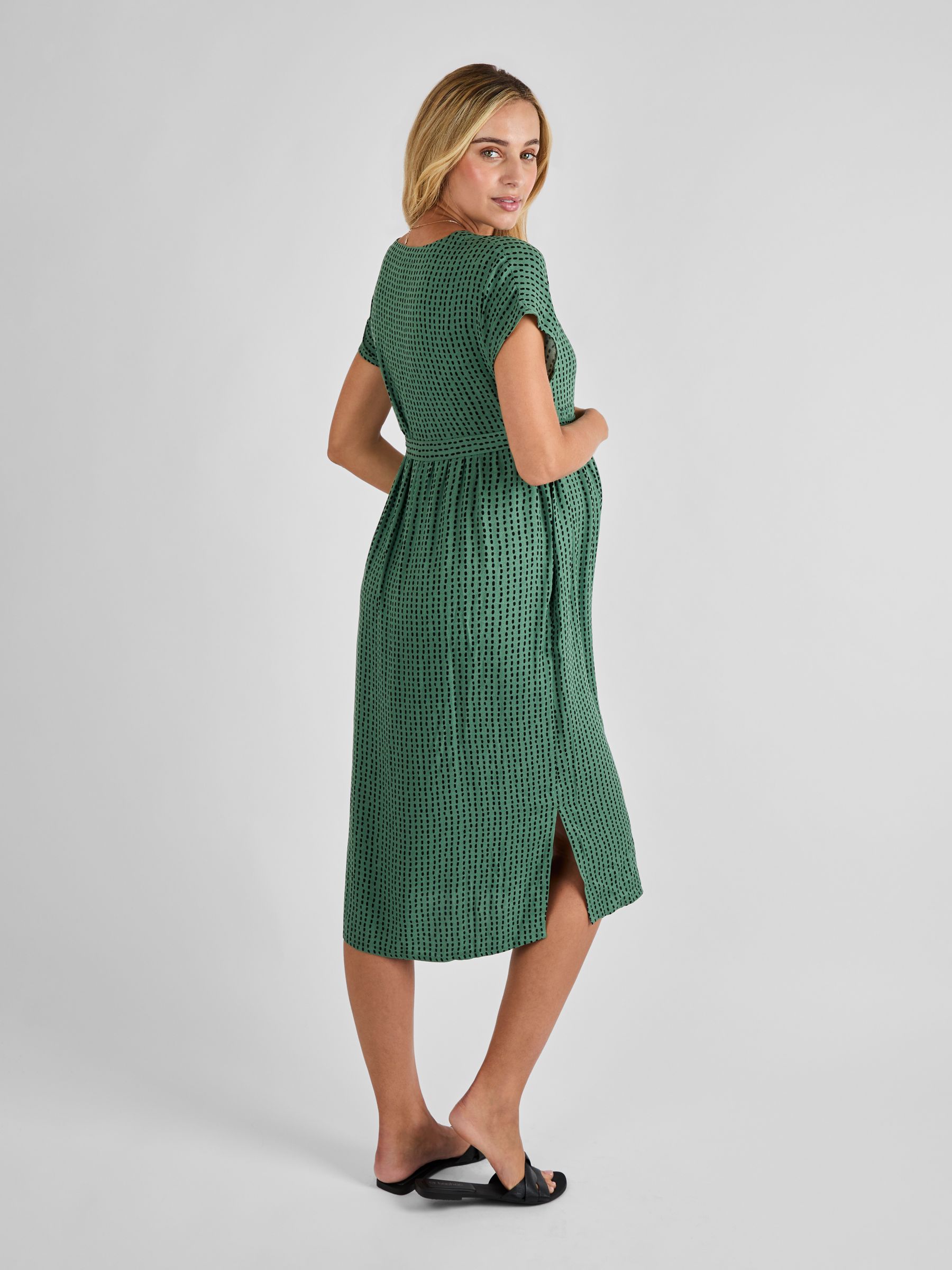Khaki Button Front Maternity Midi Dress