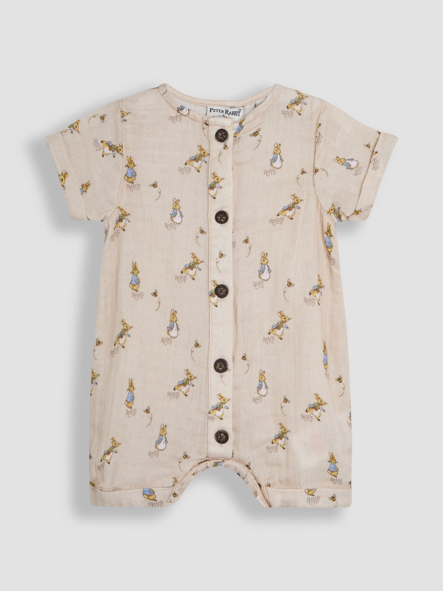 Stone Peter Rabbit™ Cheesecloth Button Front Romper