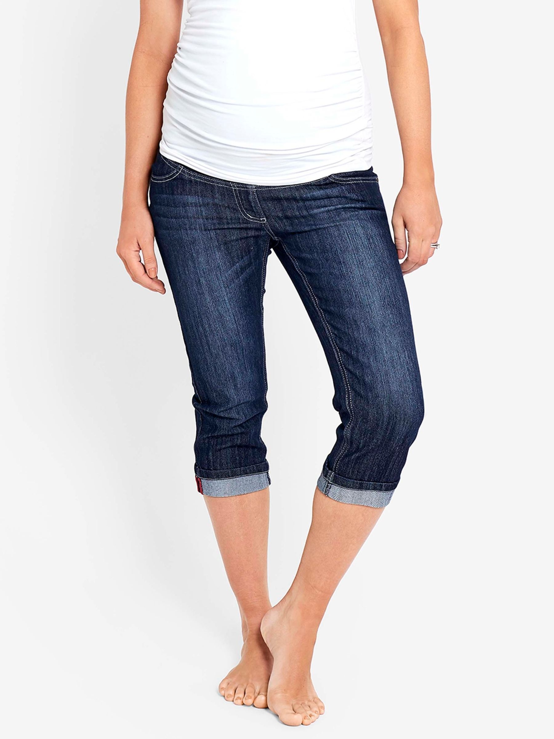 Indigo Mid Wash Cropped Maternity Turn-Ups