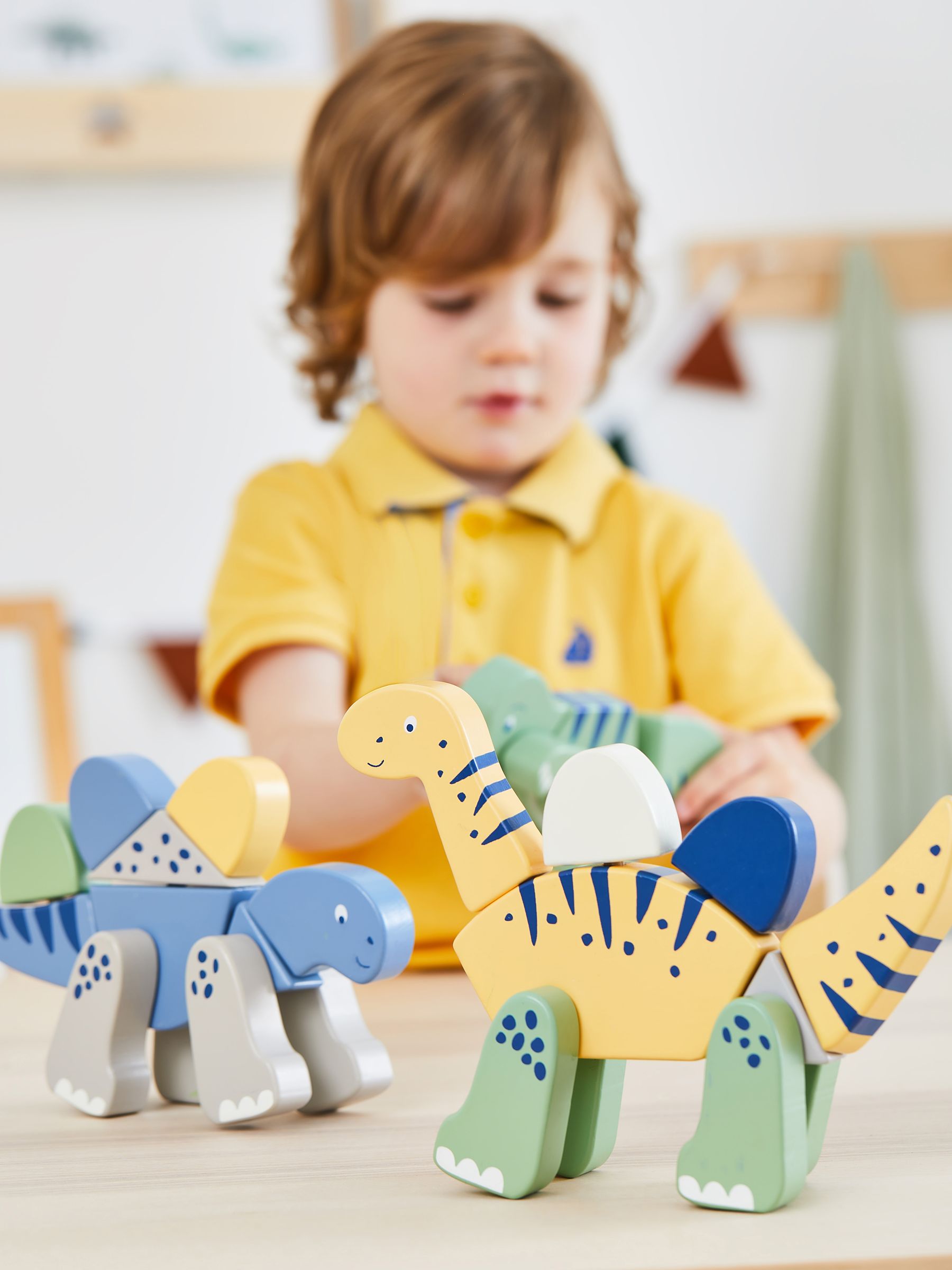 Pink Wooden Transforming Dinosaur Playset