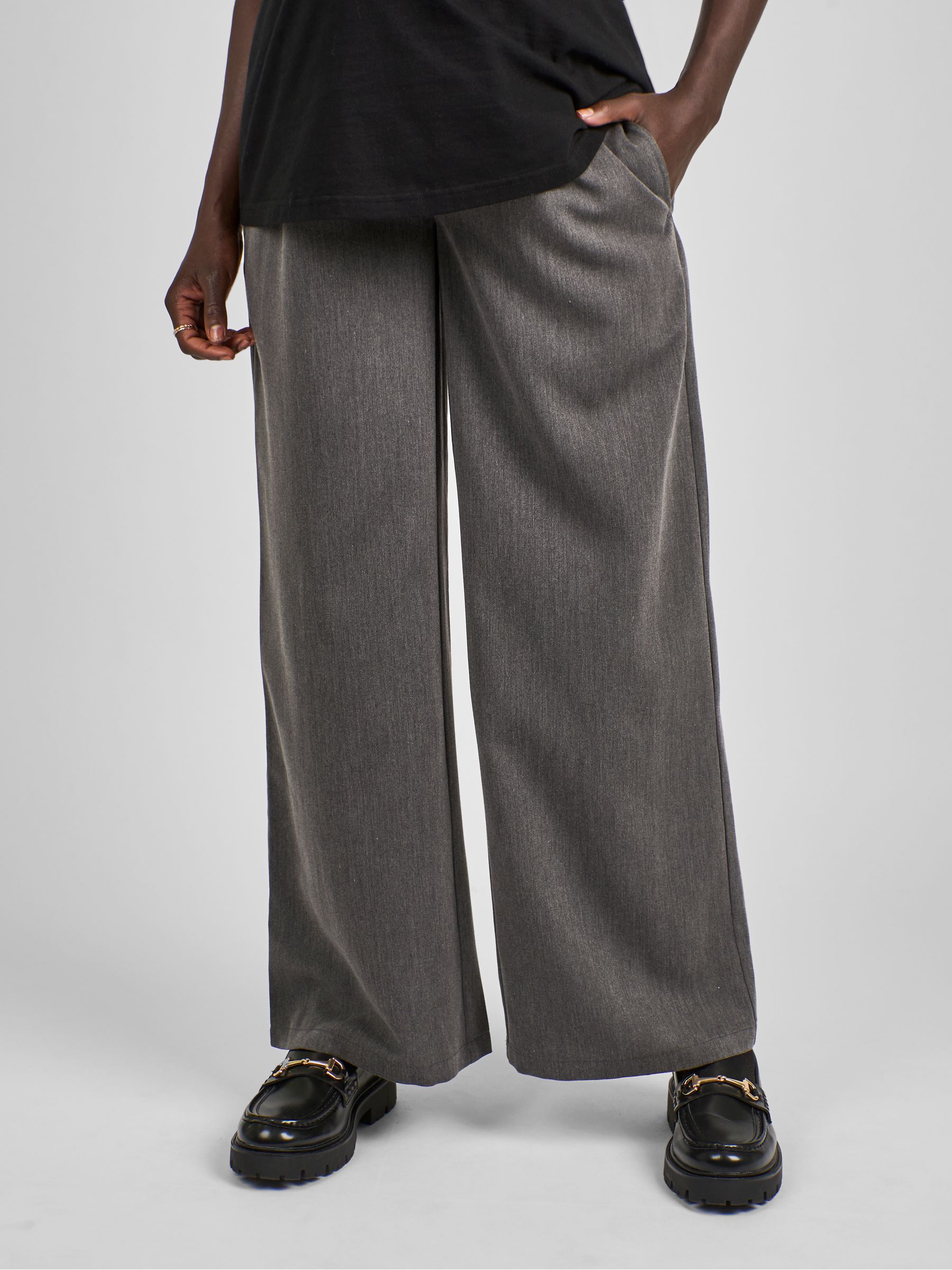 Grey Maternity Wide Leg Trousers