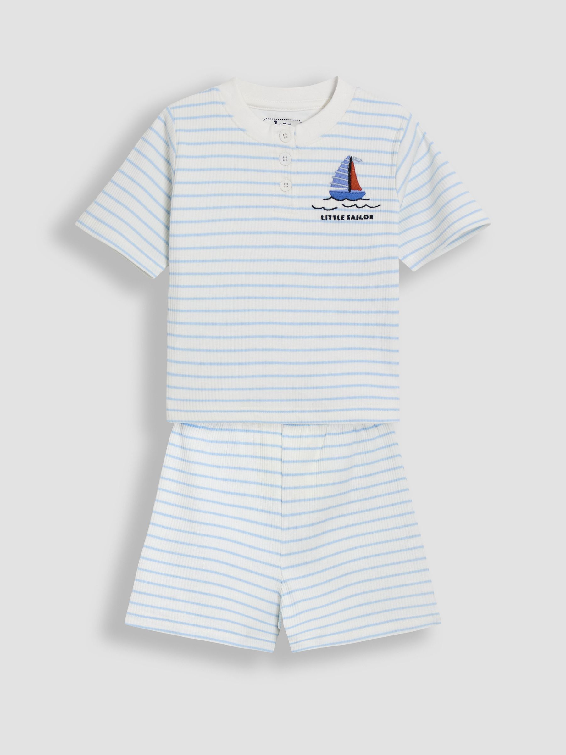 Blue 2-Pack Print Ribbed Jersey Pyjamas