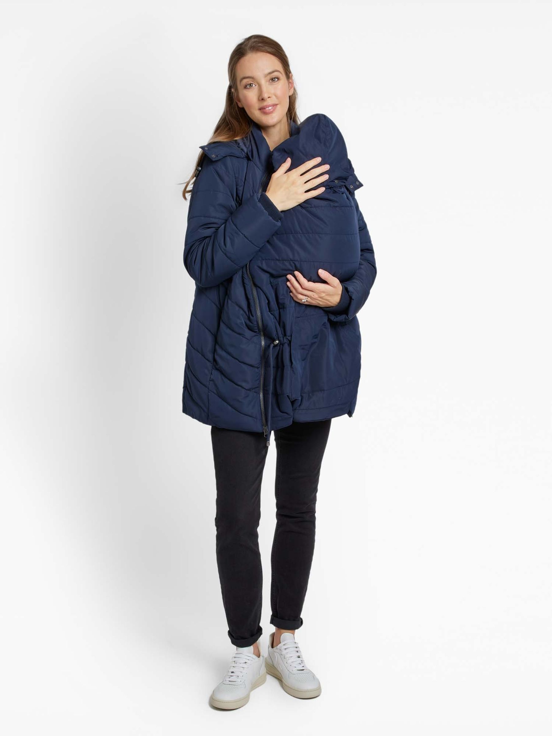 Navy Blue Zip In Carrier Panel Coat