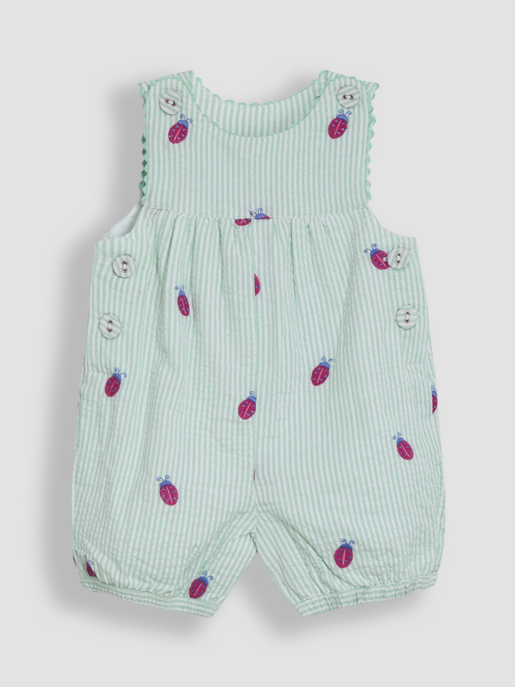 Green Ladybird Embroidered Dungarees