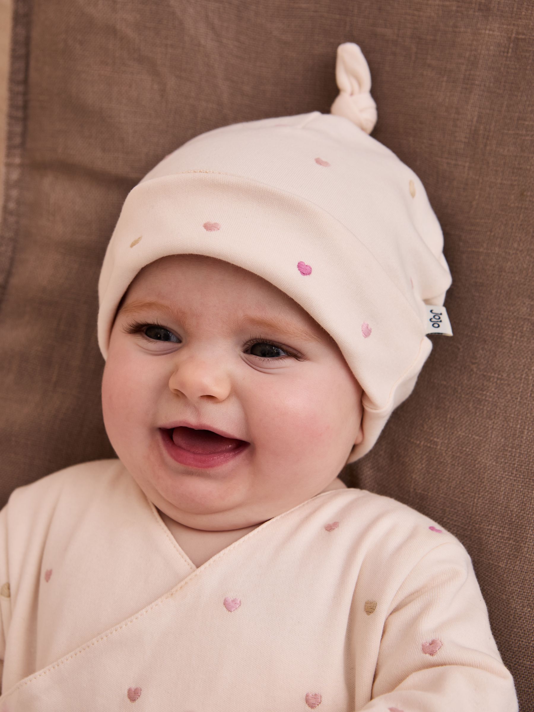 Cream Cotton 2-Piece Embroidered Sleepsuit and Hat Set