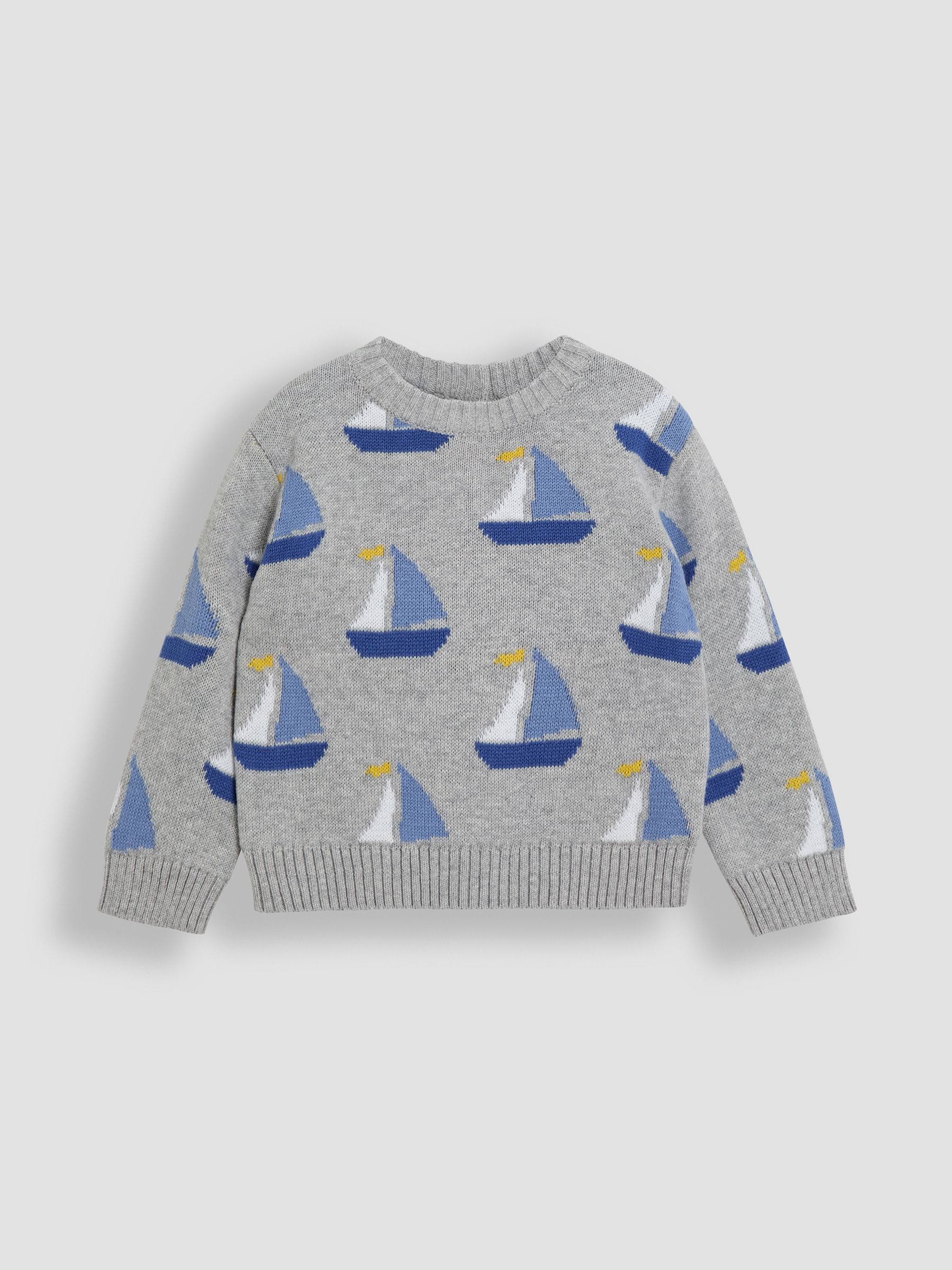 Marl Grey Sailboat 100% Cotton Jumper