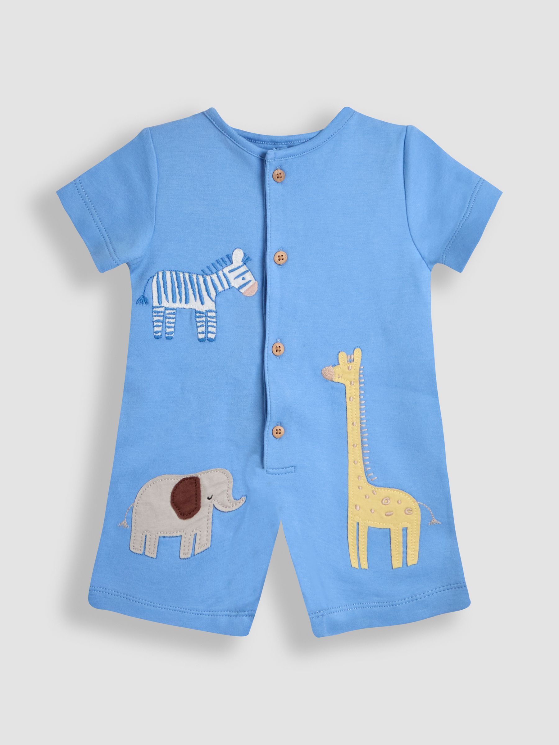 Blue 100% Organic Cotton Safari Button Front Romper