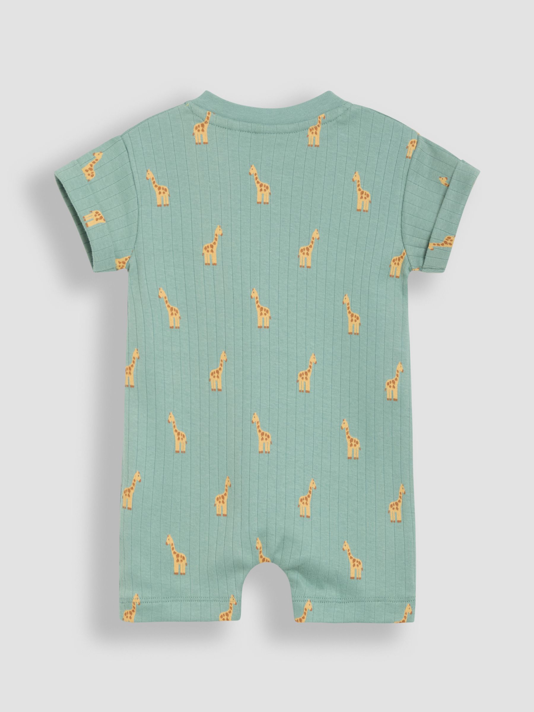 Sage Green Giraffe Ribbed 100% Cotton Romper