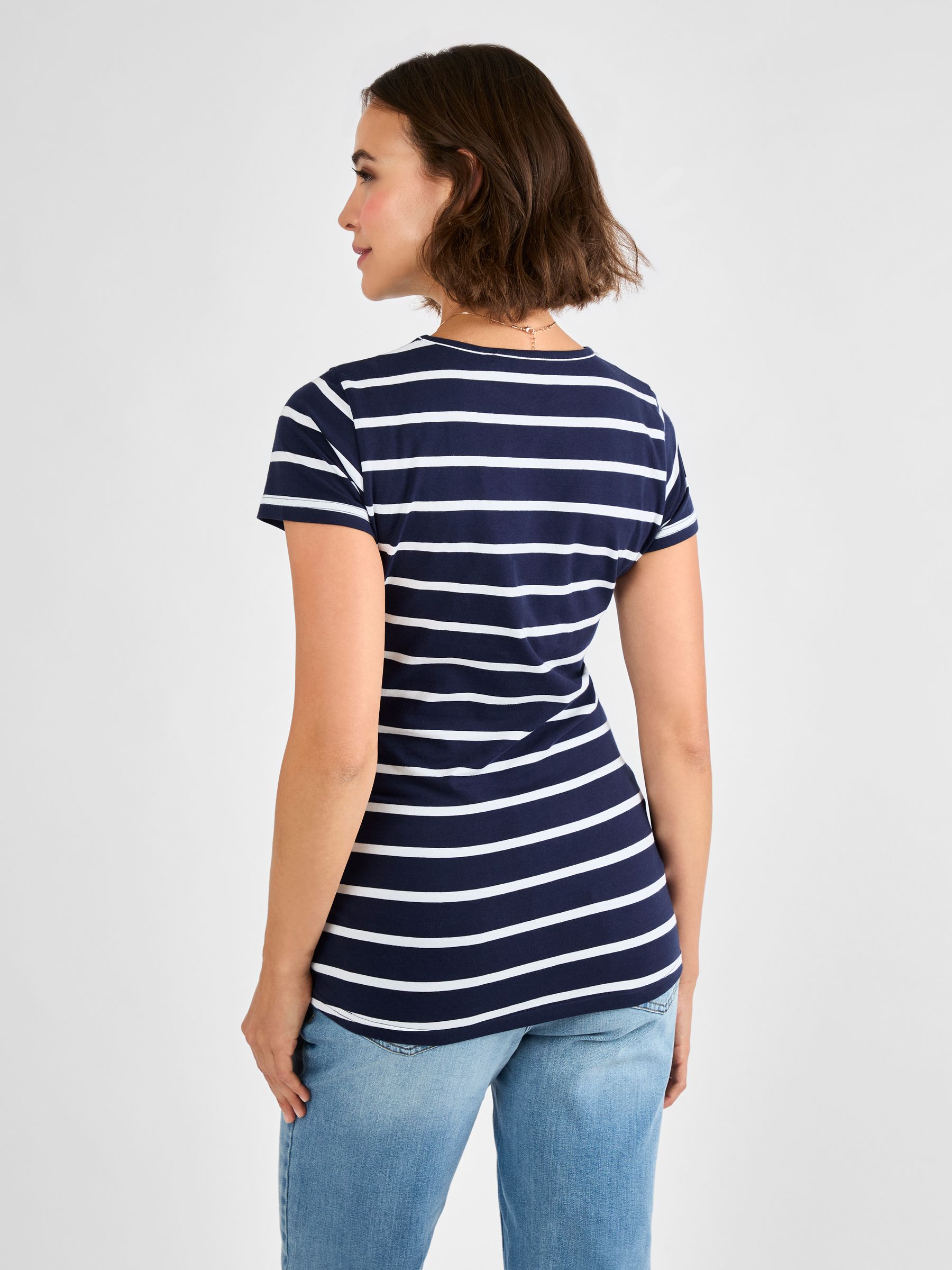 Navy White Stripe Maternity & Nursing T-Shirt