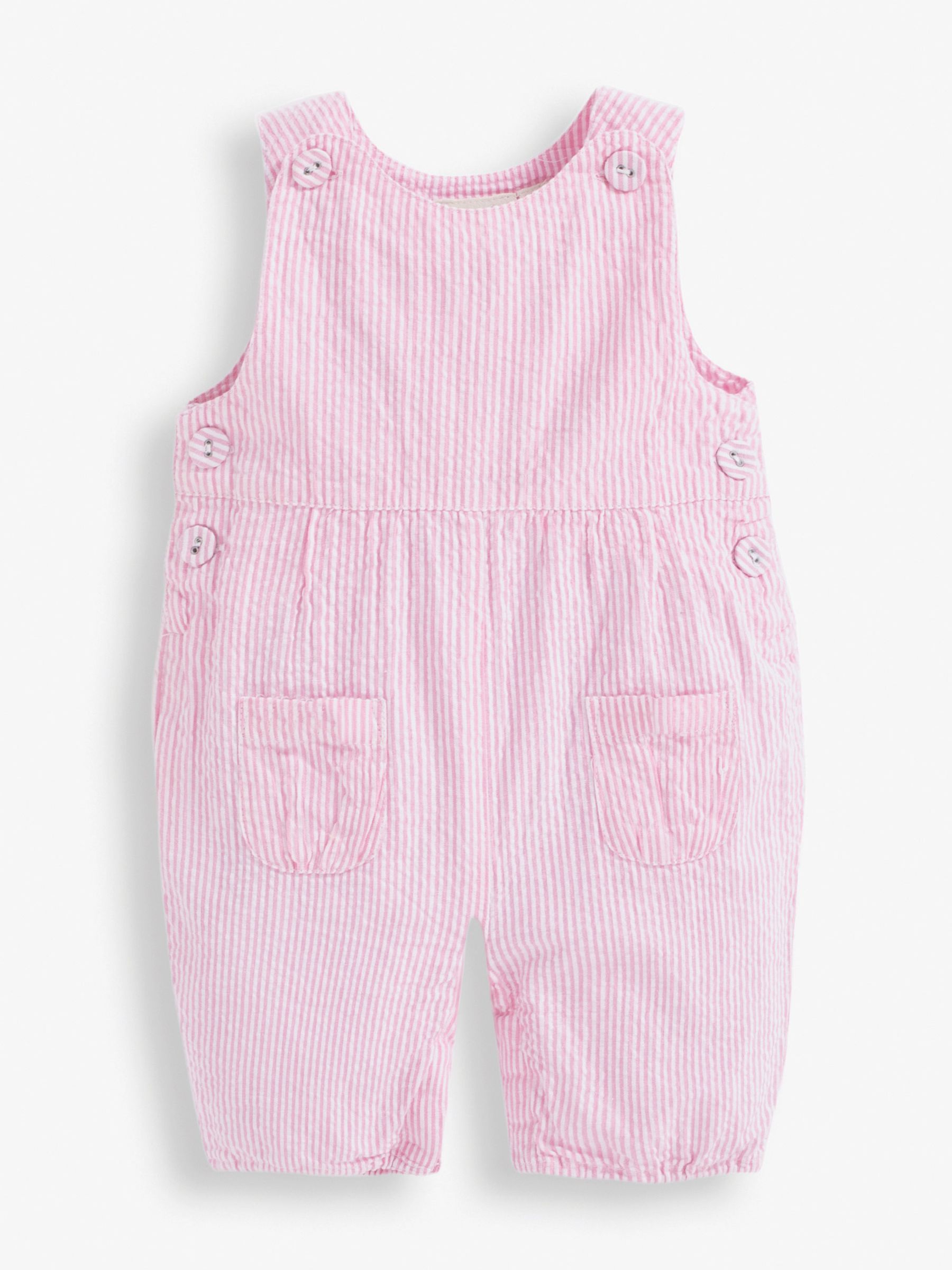 Pink Stripe Classic Plain Seersucker Dungarees