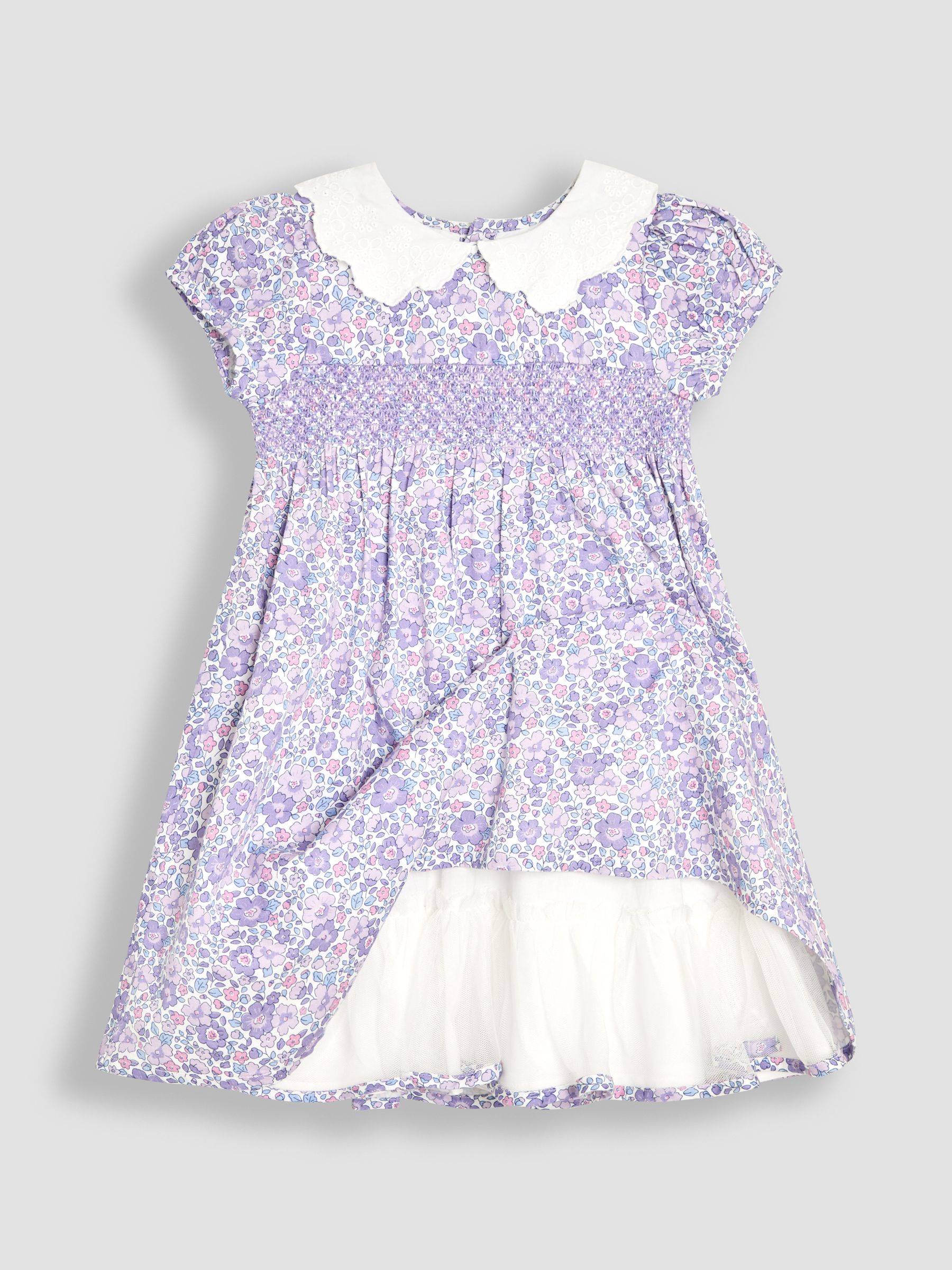Lilac Purple Floral Broderie Collar Party Dress