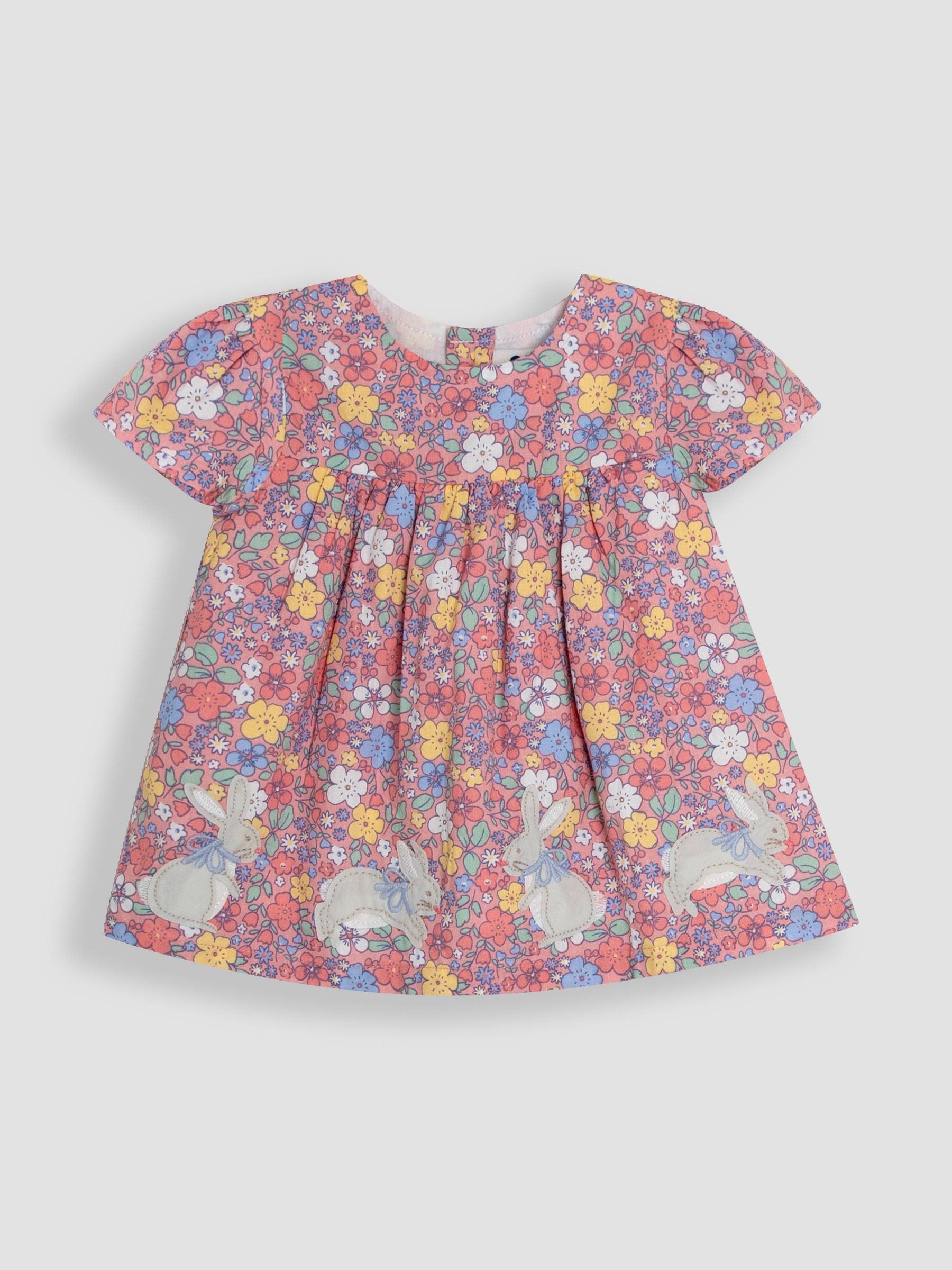 Pink Floral 2-Piece Bunny Appliqué Blouse & Leggings Set