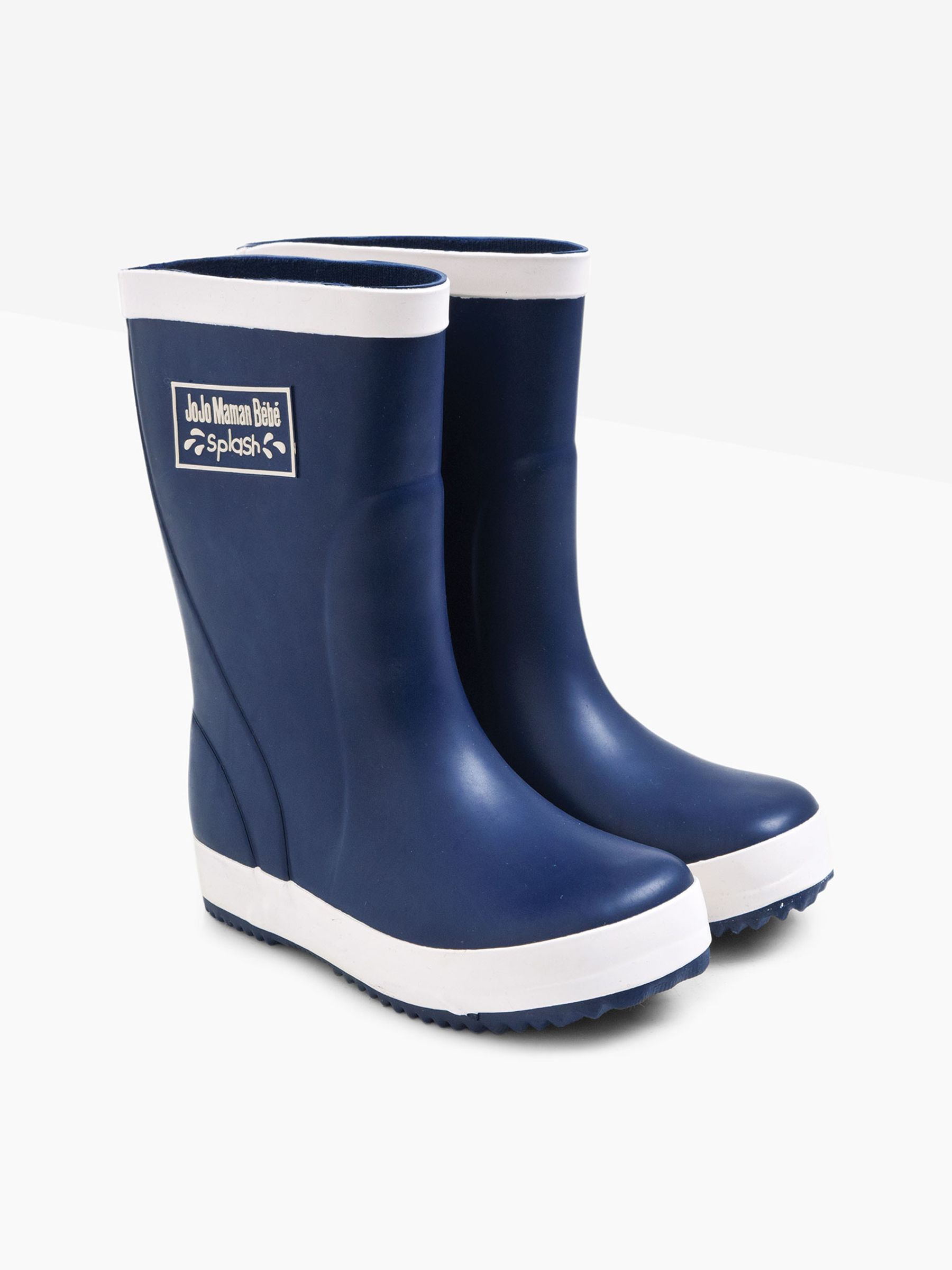 Navy Blue Contrast Trim Lined Wellies