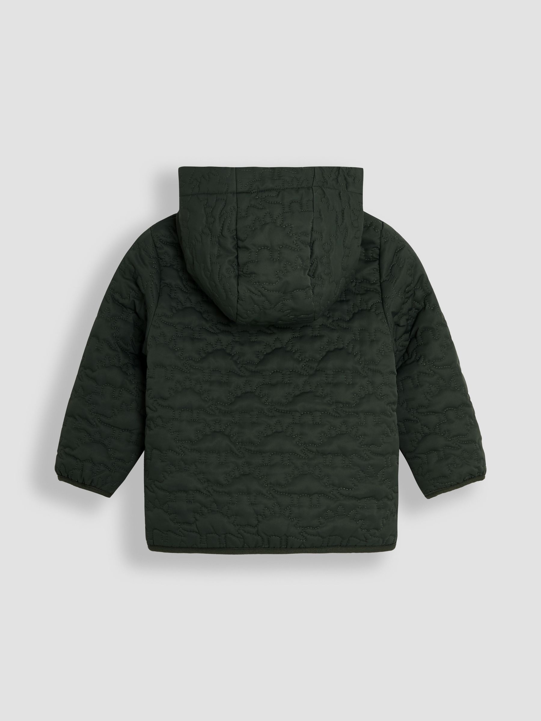 Khaki Dinosaur Quilted Puffer Jacket