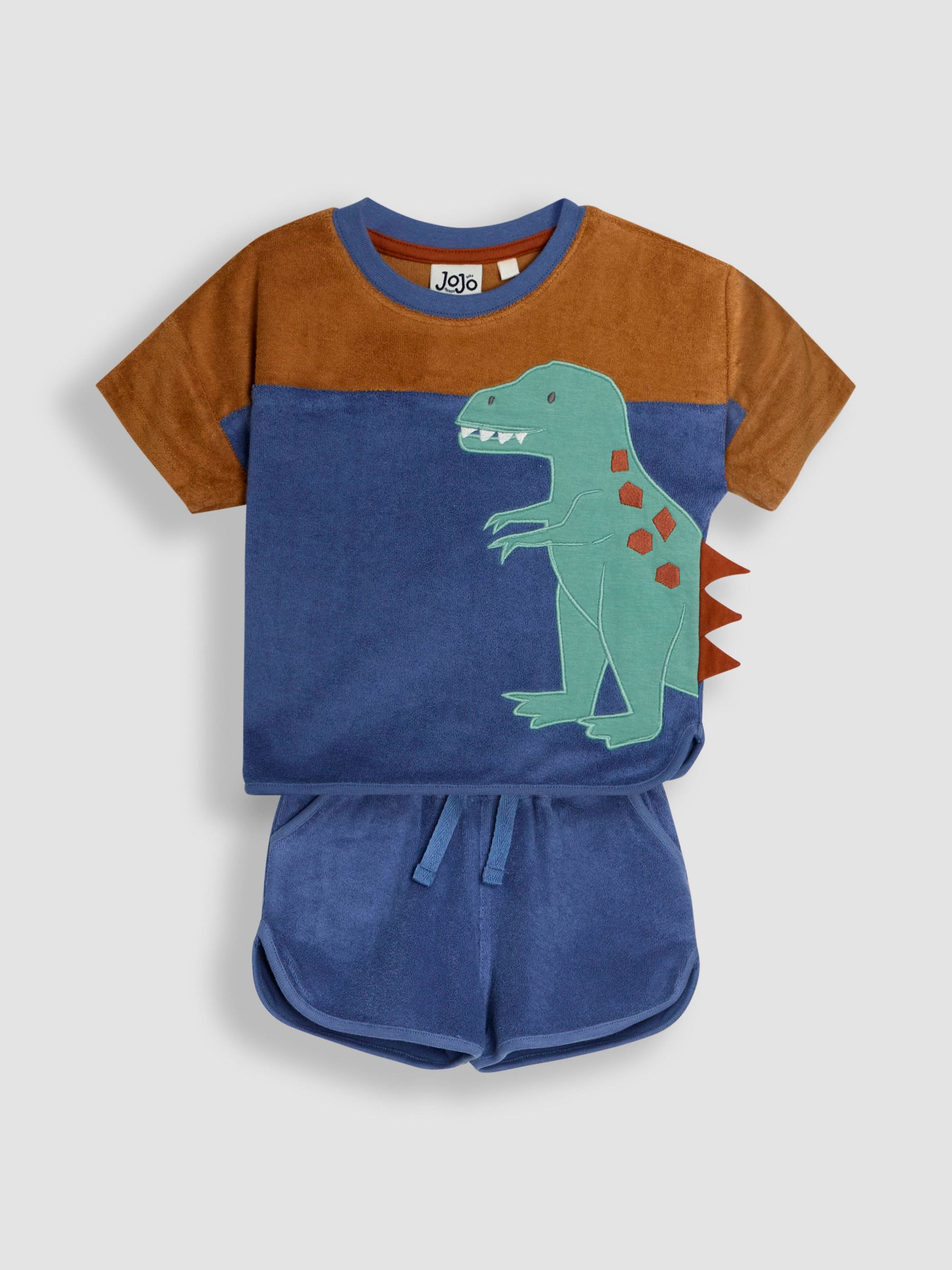 Blue 2-Piece T-Rex Appliqué T-Shirt & Short Set