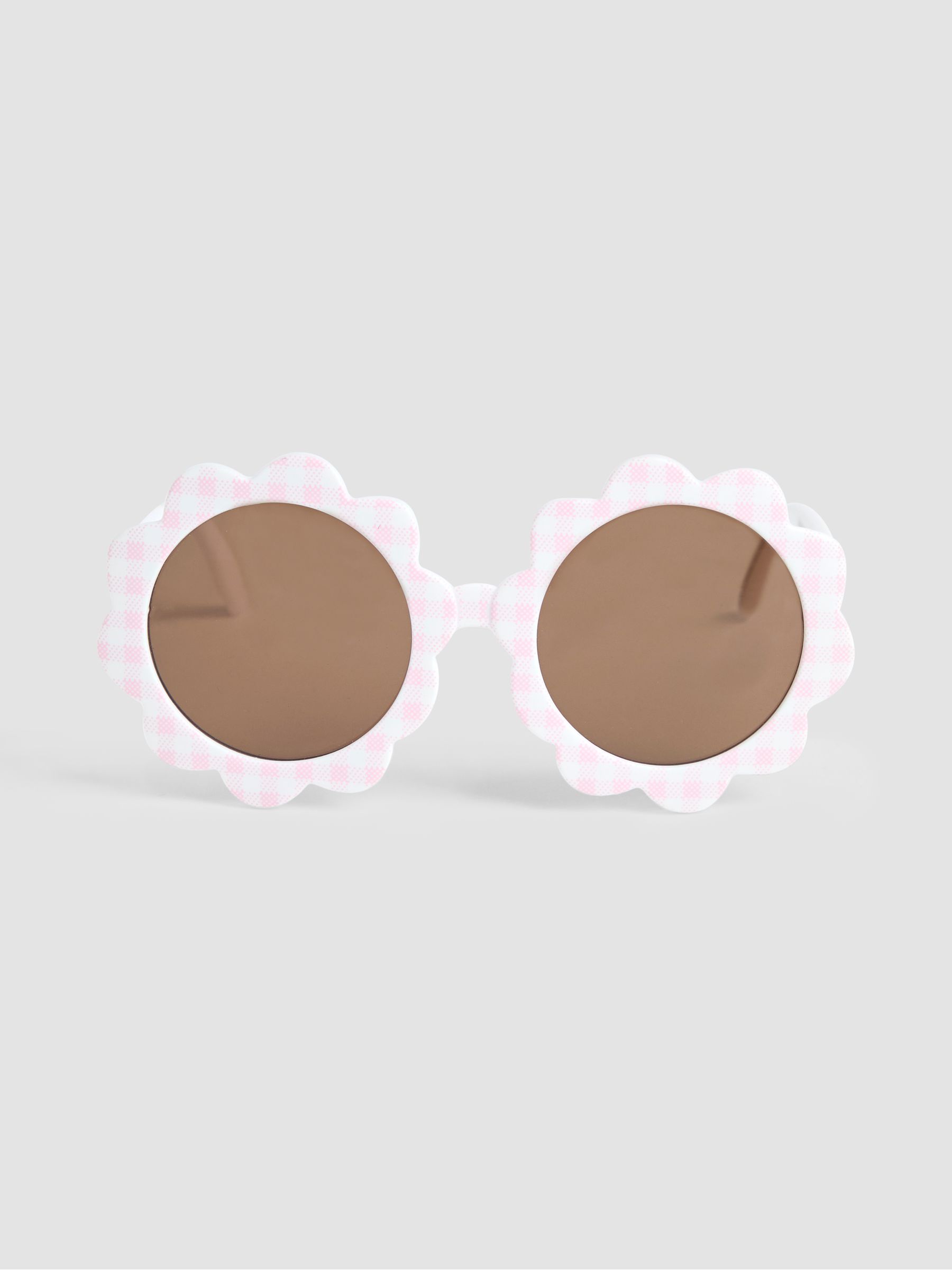 Pale Pink Flower Print Shaped Sunglasses