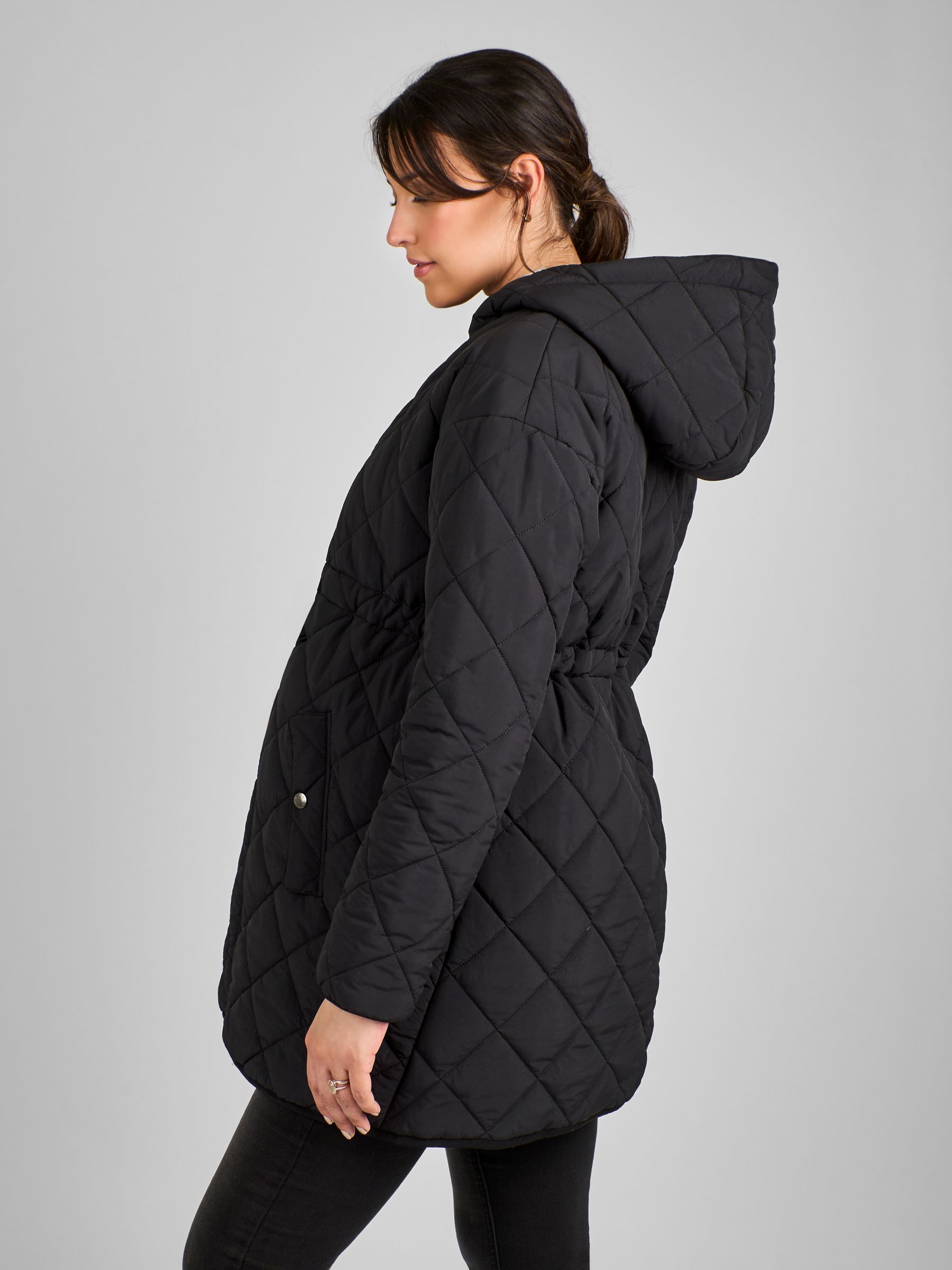 Black 2-In-1 Maternity Quilted Jacket