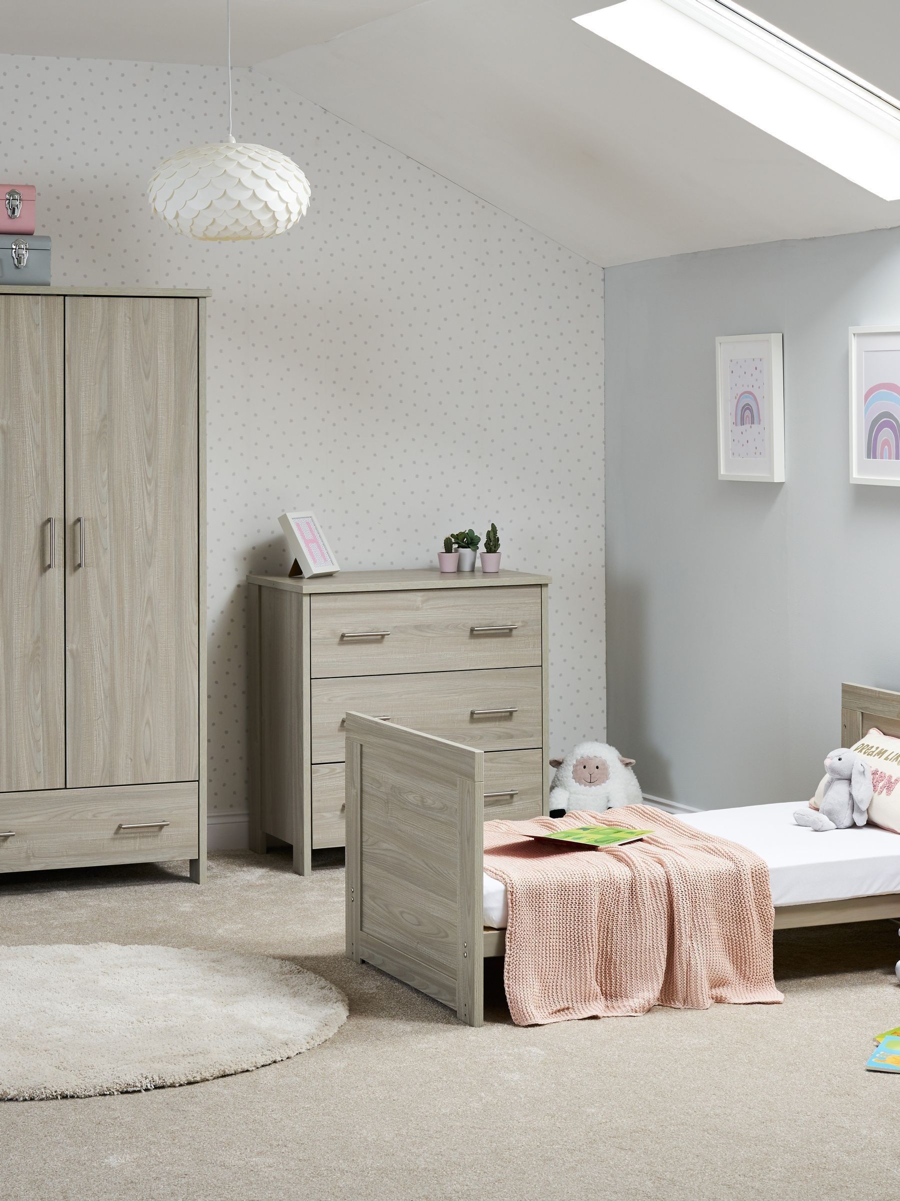 Obaby Grey Wash Nika Nursery Furniture Set 3 Piece